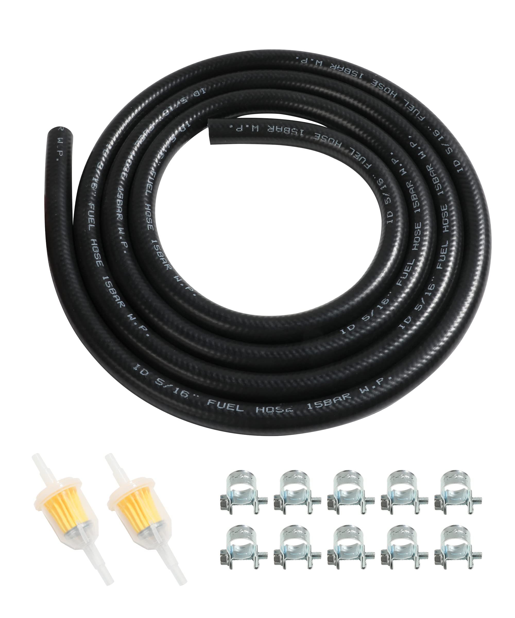 Aociska 6 Feet Fuel Line Hose For Small Engines,1/4' 5/16' Inch Id Fuel Line Kits With Gas Inline Fuel Filtersfor Mower, Tractor, Dirt Bike,Small Engines And Generators (8Mm)