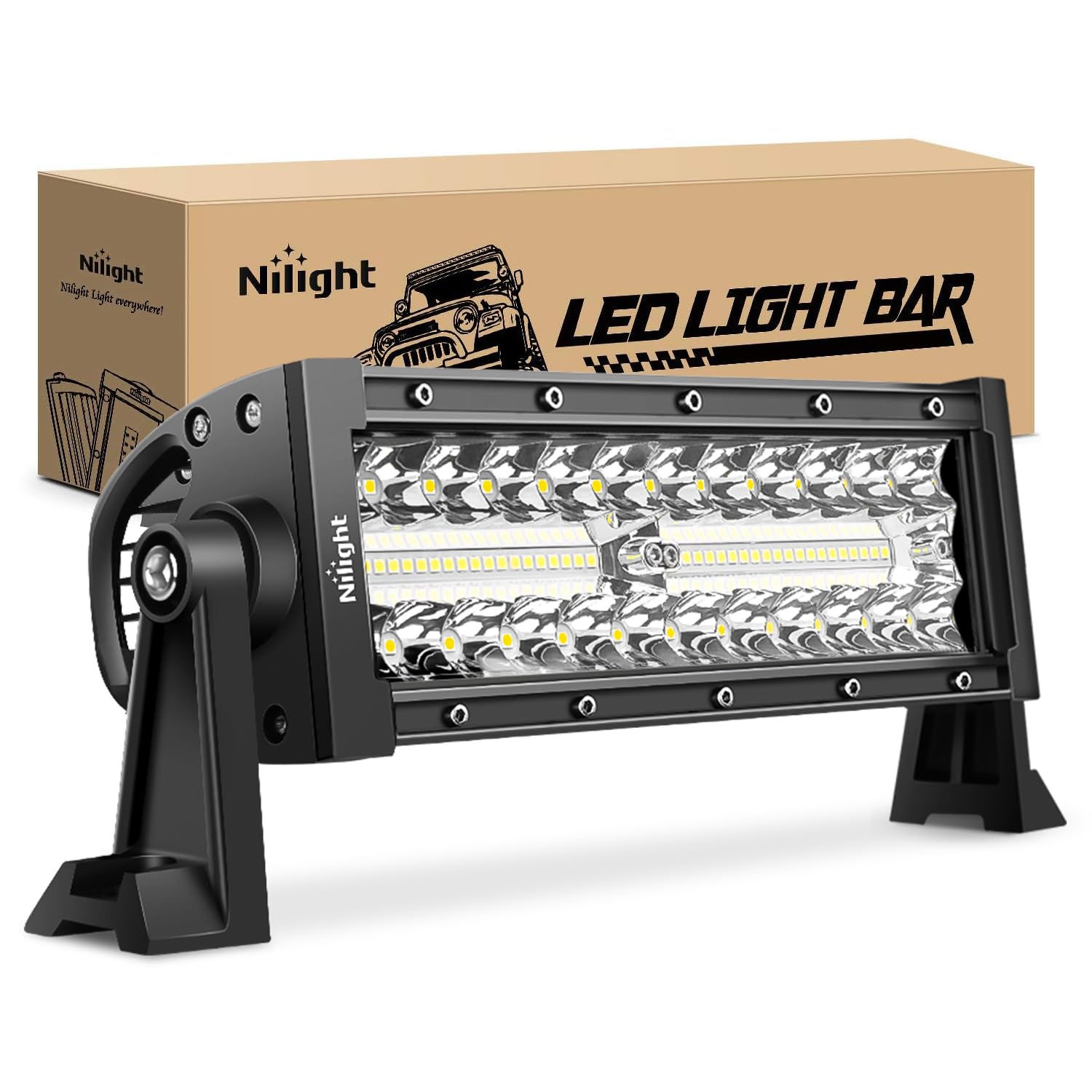 Nilight 42 Inch Led Light Bar 320 Led Chips 11240Lm Curved Triple Row Spot Flood Combo High Power Driving Off Road Lights For Tr
