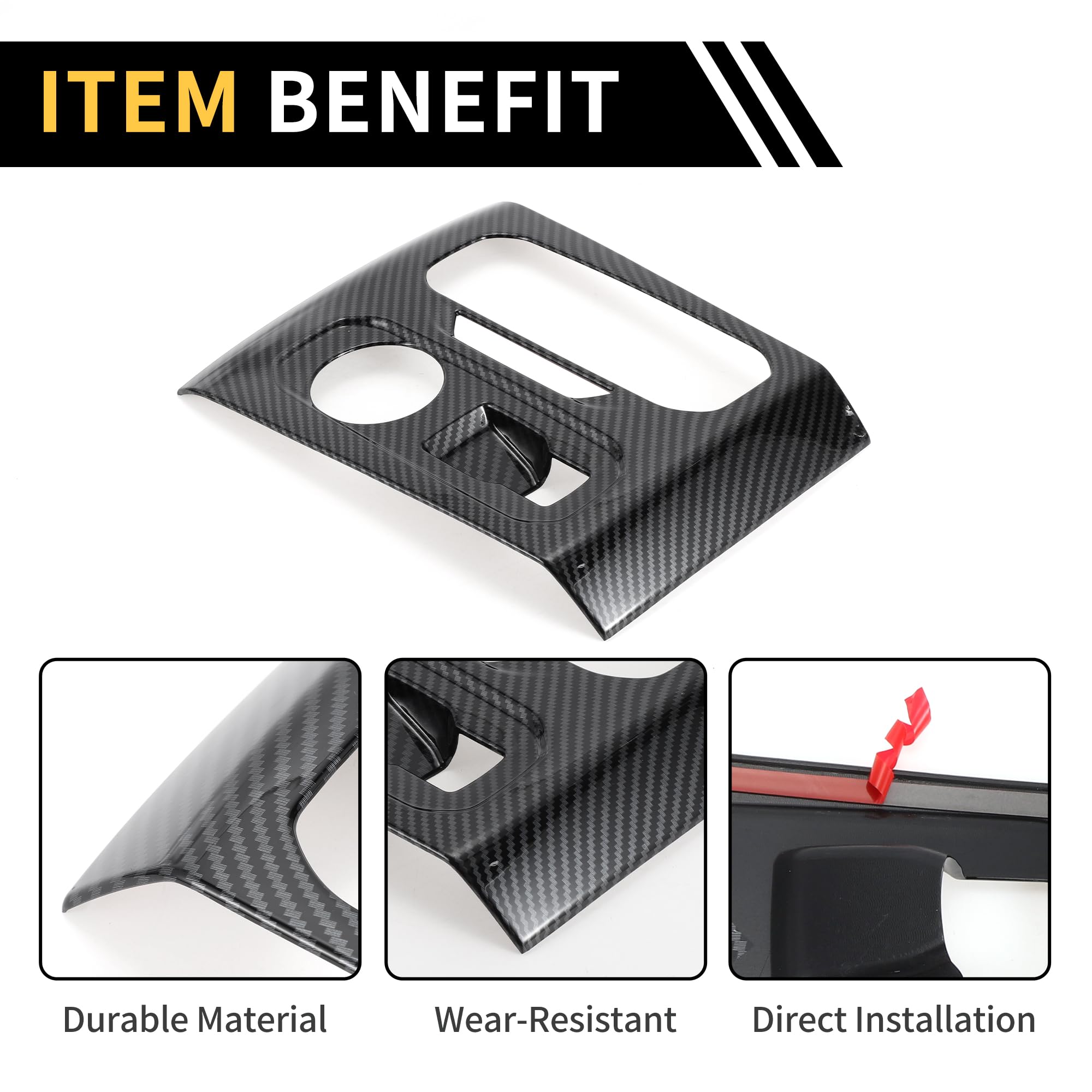 REPAIROCK Gear Shift Frame Panel Cover Trim for Chevrolet Colorado & GMC Canyon 2023-2024, Black, ABS Carbon Fiber Pattern, 28X22.5X4cm