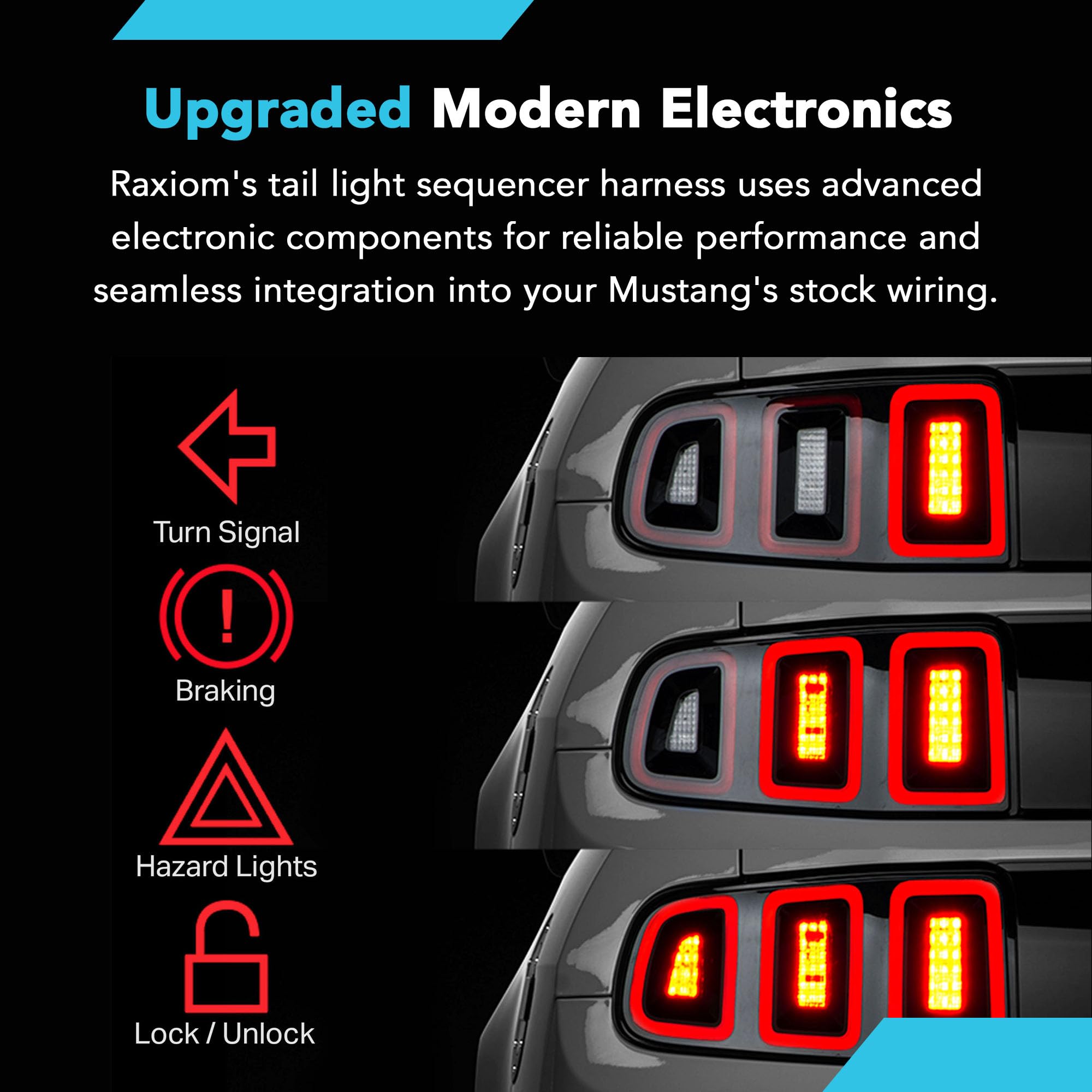 Raxiom Tail Light Sequencer Harness Kit With Tuning Plug And Play Wire Fits Mustang 2010-2020