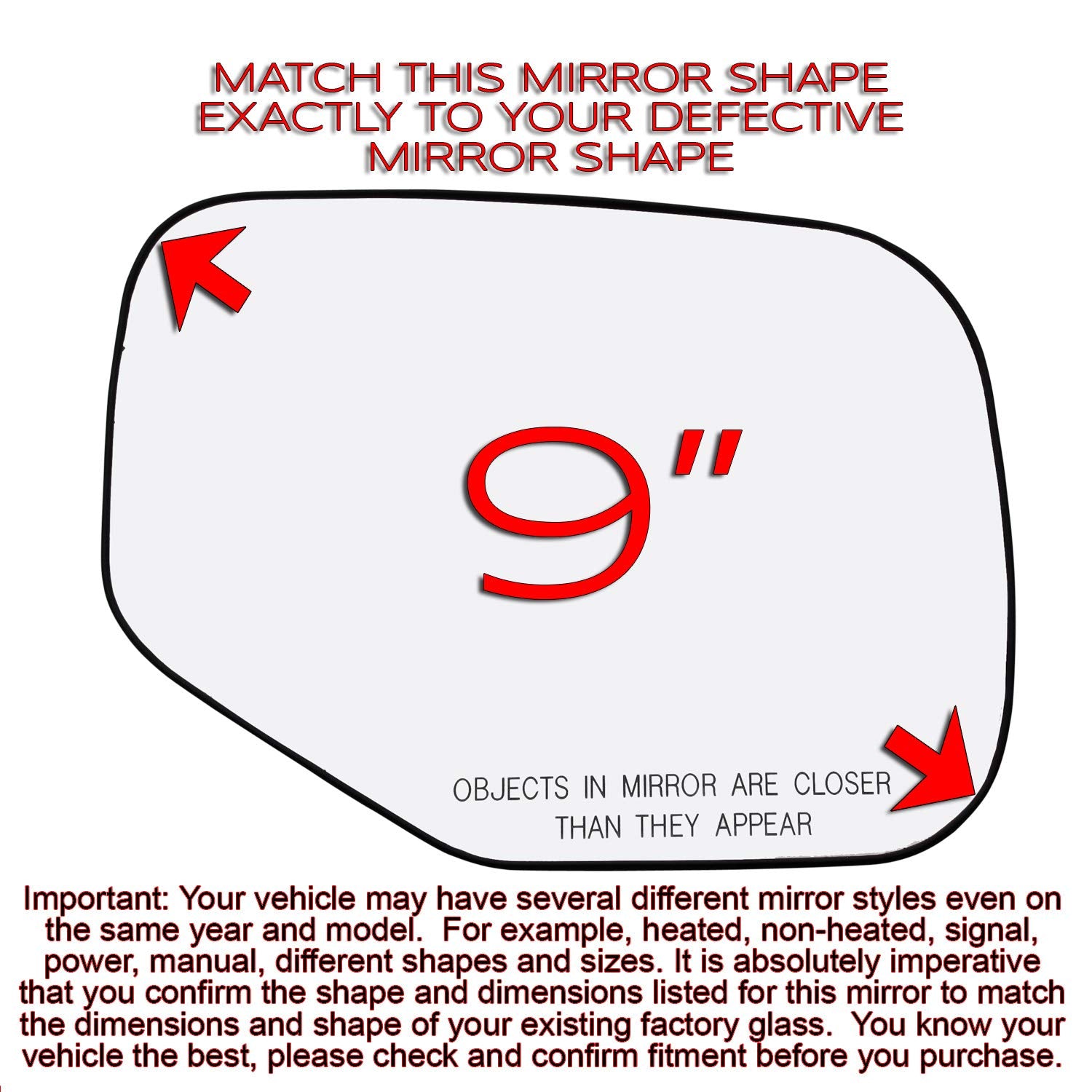 Passenger Side Mirror Glass Assembly With Plastic Backing Plate Heated Compatible With 2006-2008 Honda Ridgeline