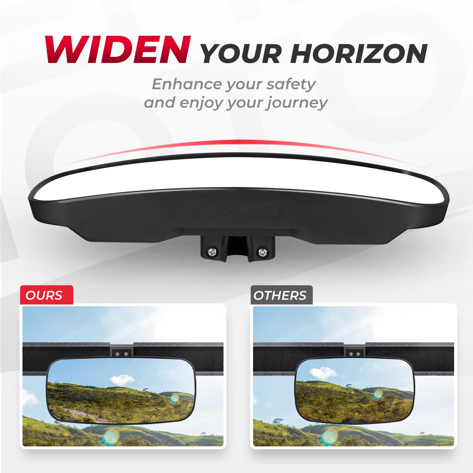 KEMIMOTO UTV Rear View Mirror Compatible with Polaris Ranger 500 570 900 XP 1000 XP/Crew 2017 2018 2019 2020 2021 2022 2023 2024