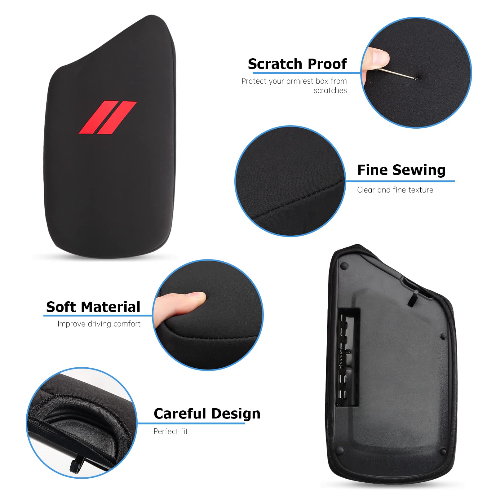 Intget Car Center Console Cover For 2022 2021 2020 Dodge Challenger Accessories 2019 2018 2017 2016 2015 Neoprene Challenger Armrest Cover Interior Console Lid Protector Cushion Pad Dog Seat Cover