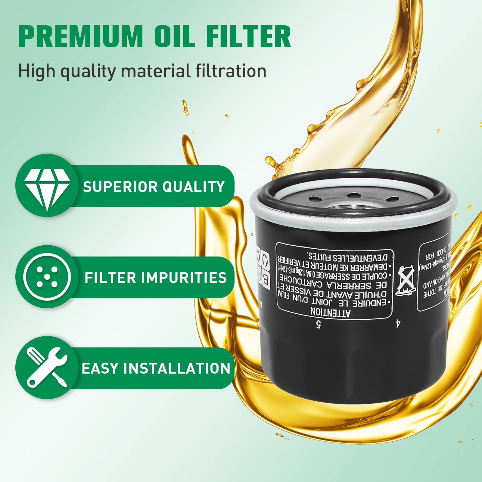 grizzly 700 Oil Filter for YAMAHA YFM700 F GRIZZLY 700 FI AUTO 4X4 2007-2015 RHINO 700 FI YXR700 2008-2013 YFM350 GRIZZLY 350 AU