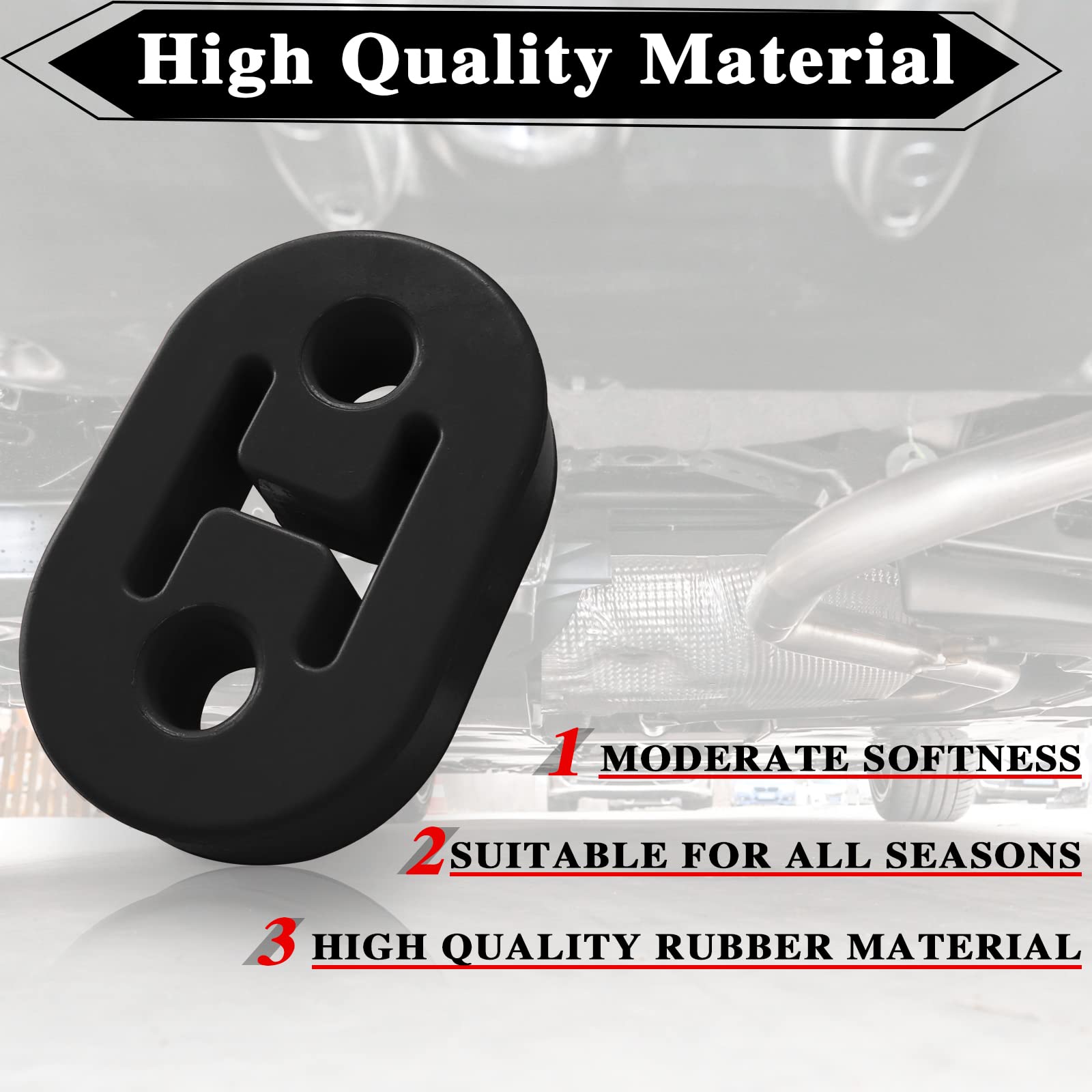 2Pcs Exhaust Hanger Rubber 2 Holes Adjustable Insulator Bushing Rubber Insulator High Density & Anti-Corrosion Rubber Universal