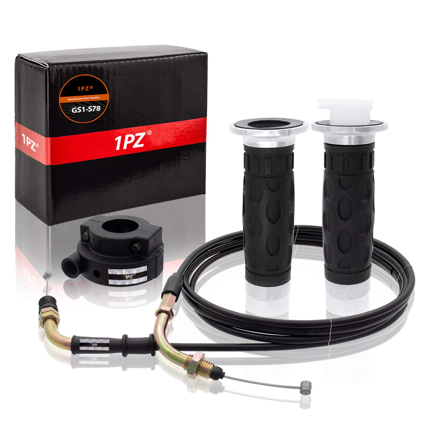 1PZ GS1-S78 Universal Throttle Twist Grip Set with 78'' Scooter Throttle Cable for 50cc 80cc 125cc 150cc GY6 4 Stroke Scooter Mo