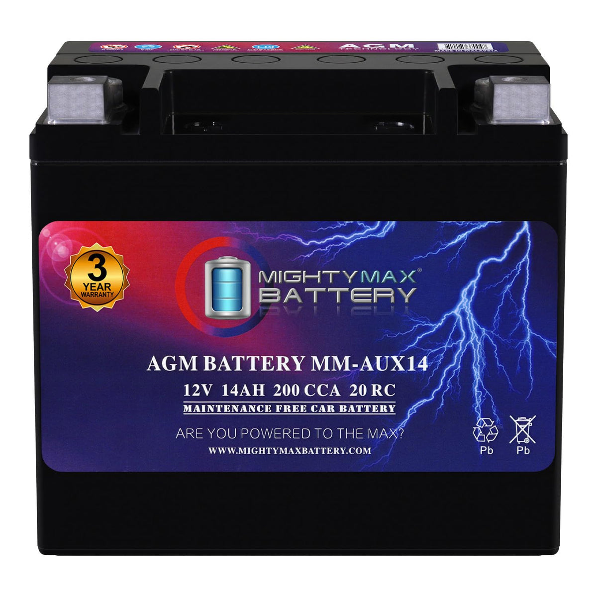 Mighty Max Battery 12V 14Ah AGM Battery AUX14 Standard Size – Carkart