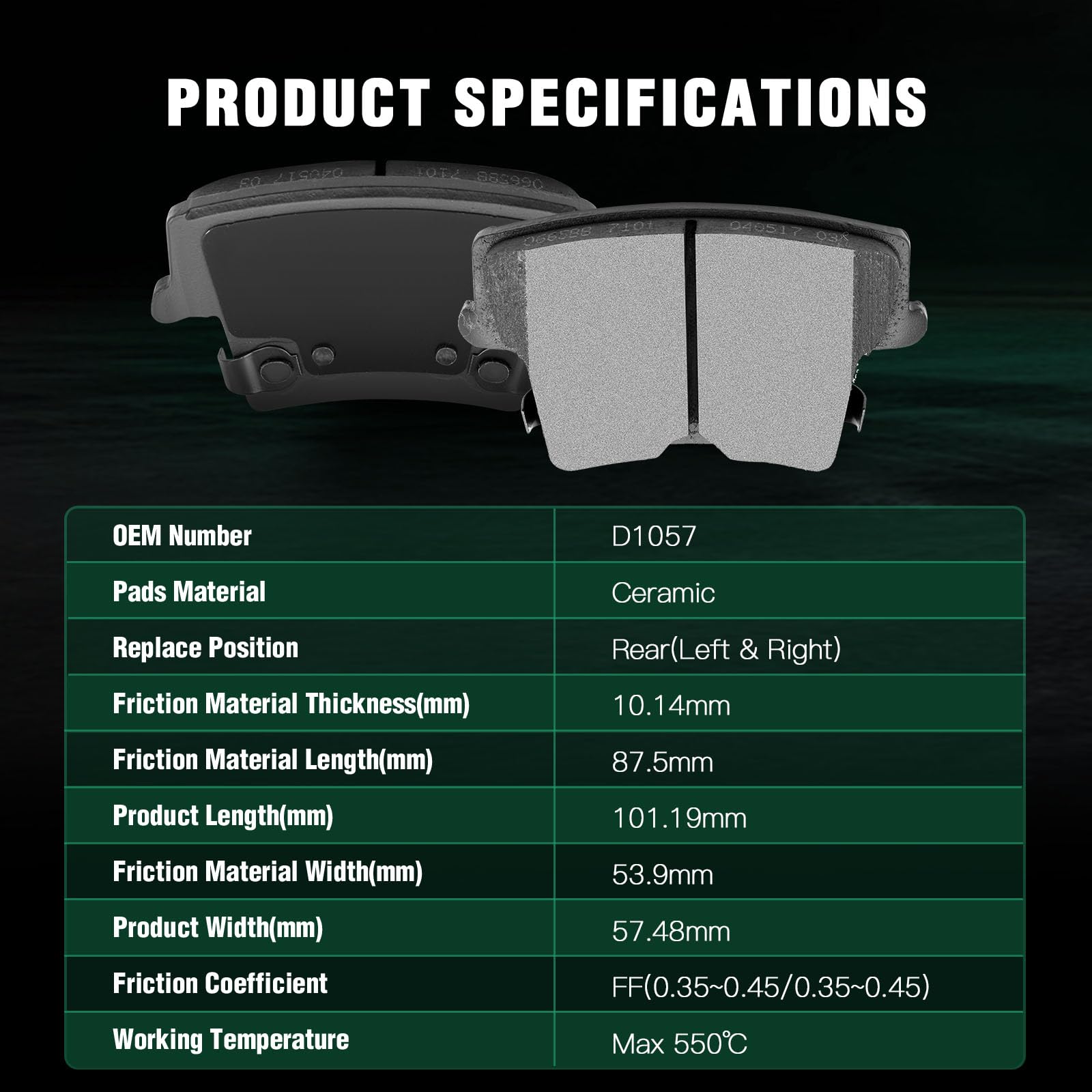 Automuto 8Pcs Front & Rear Ceramic Disc Brake Pads Set D1057 D1056 For Dodge Charger 2006-2013,For Dodge Magnum 2005-2008