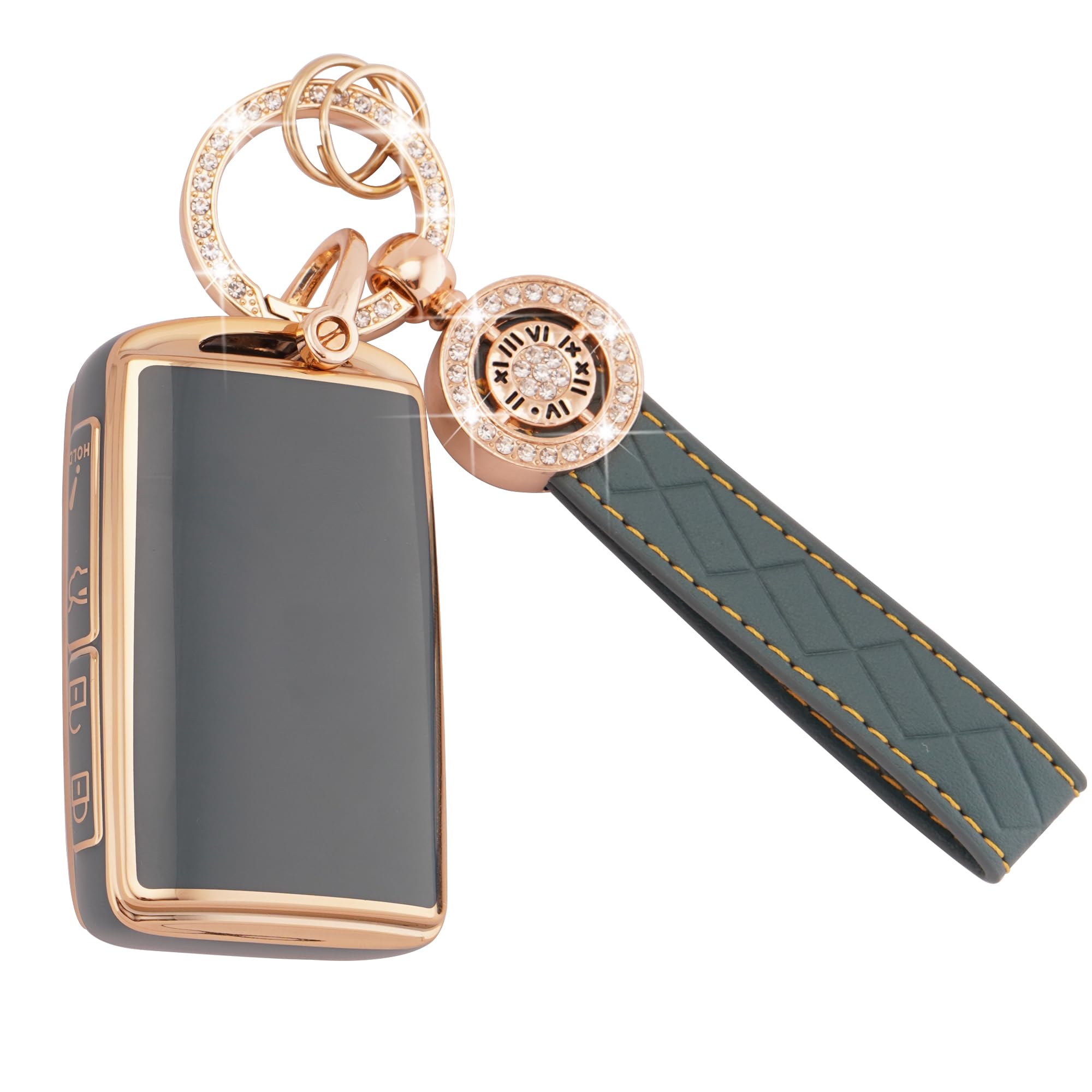 EKALA for Mazda Key Fob Cover with Leather Keychain, Soft TPU Key Shell Compatible with 2024-2019 Mazda 4 Buttons Mazda 3 Mazda 