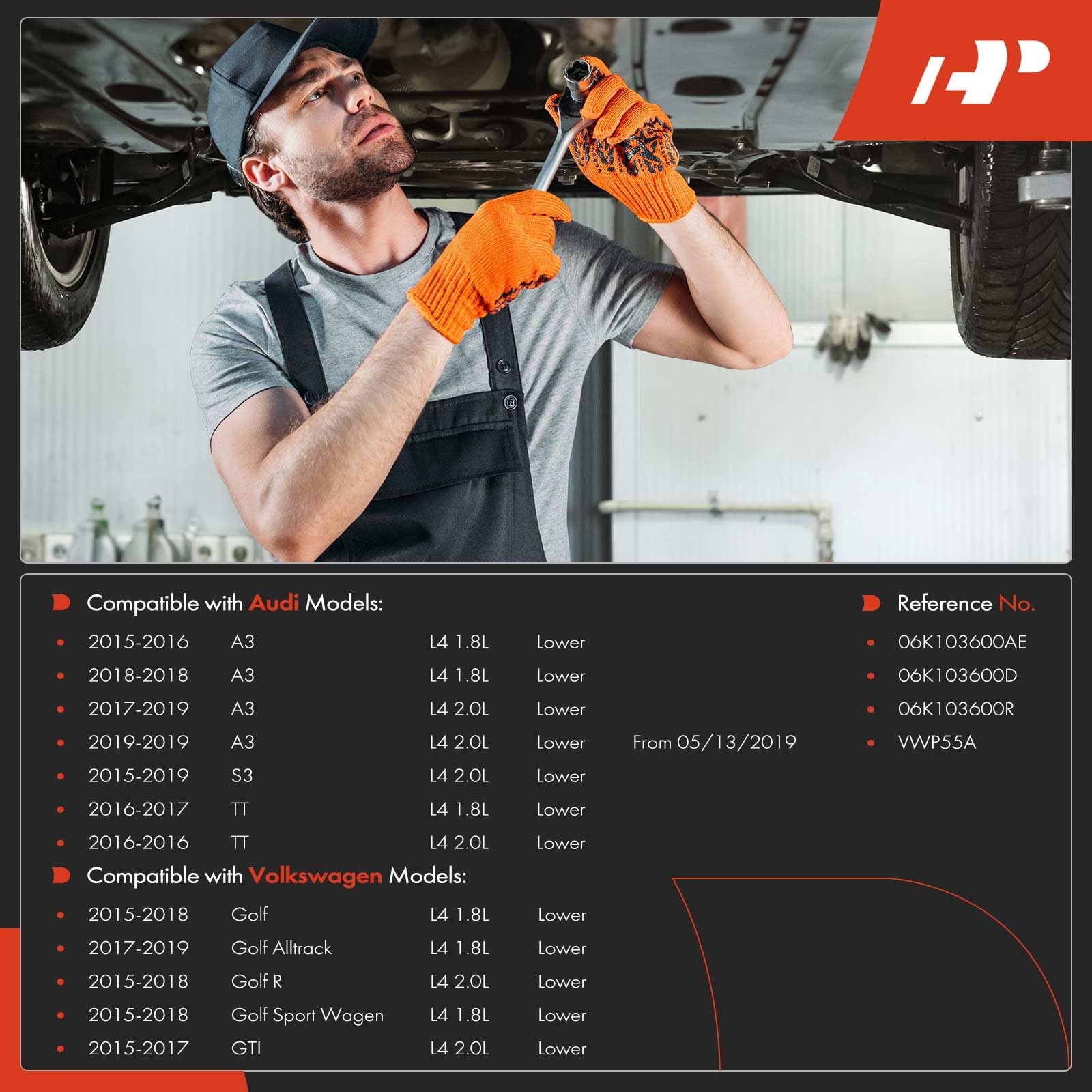 A-Premium Lower Engine Oil Pan Sump with Drain Plug Compatible with Audi A3 2015-2019, S3 2015-2019, TT 2016-2017 & Volkswagen Golf 2015-2018, GTI 2015-2017, Golf Alltrack/Sport Wagen, 1.8L 2.0L Turbo