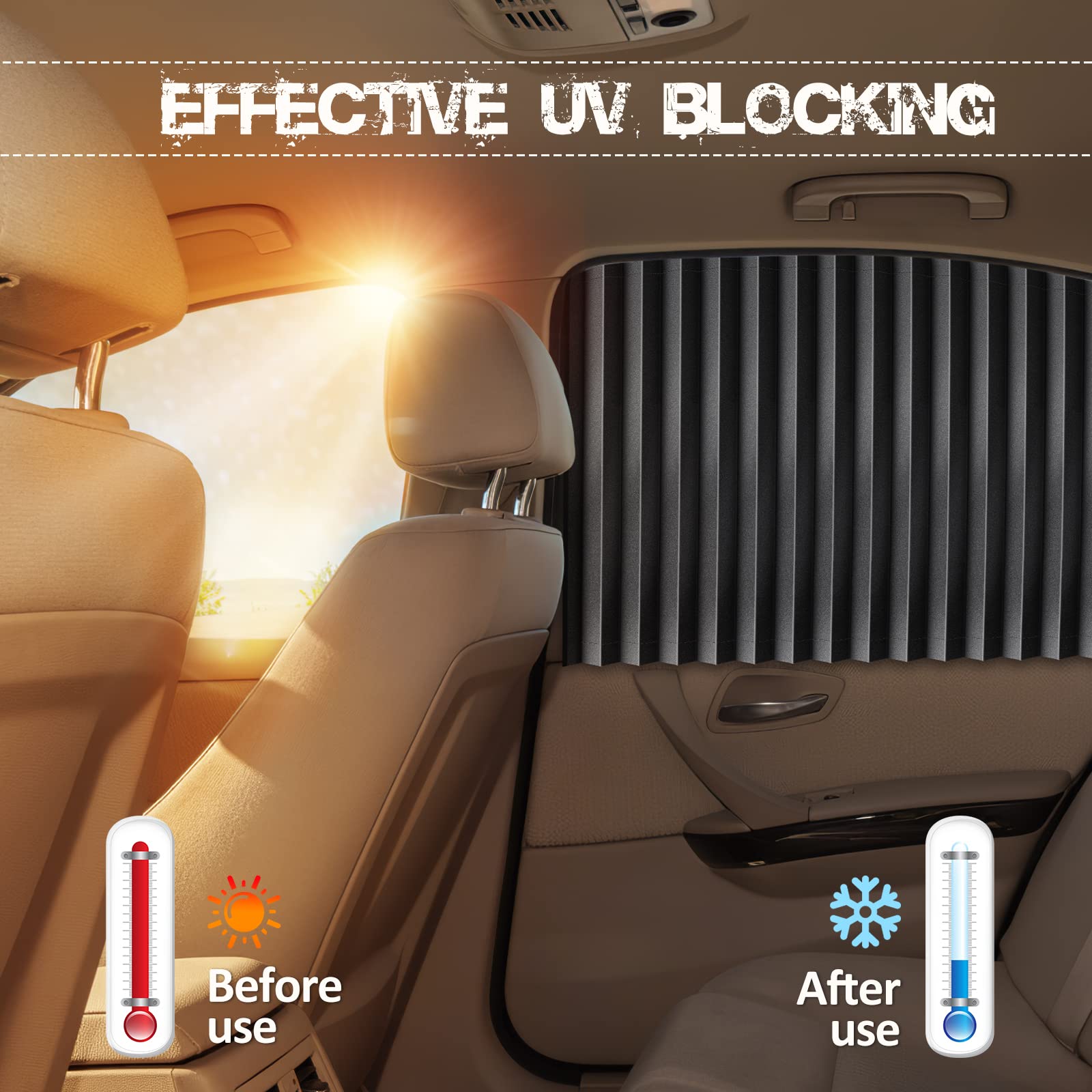 Xcbyt Car Window Shades - Side Window Sun Shdes Car Privacy Curtains 100% Block Light Car Window Covers For Changing Clothes, Breastfeeding, Taking A Nap, Camping, Eating