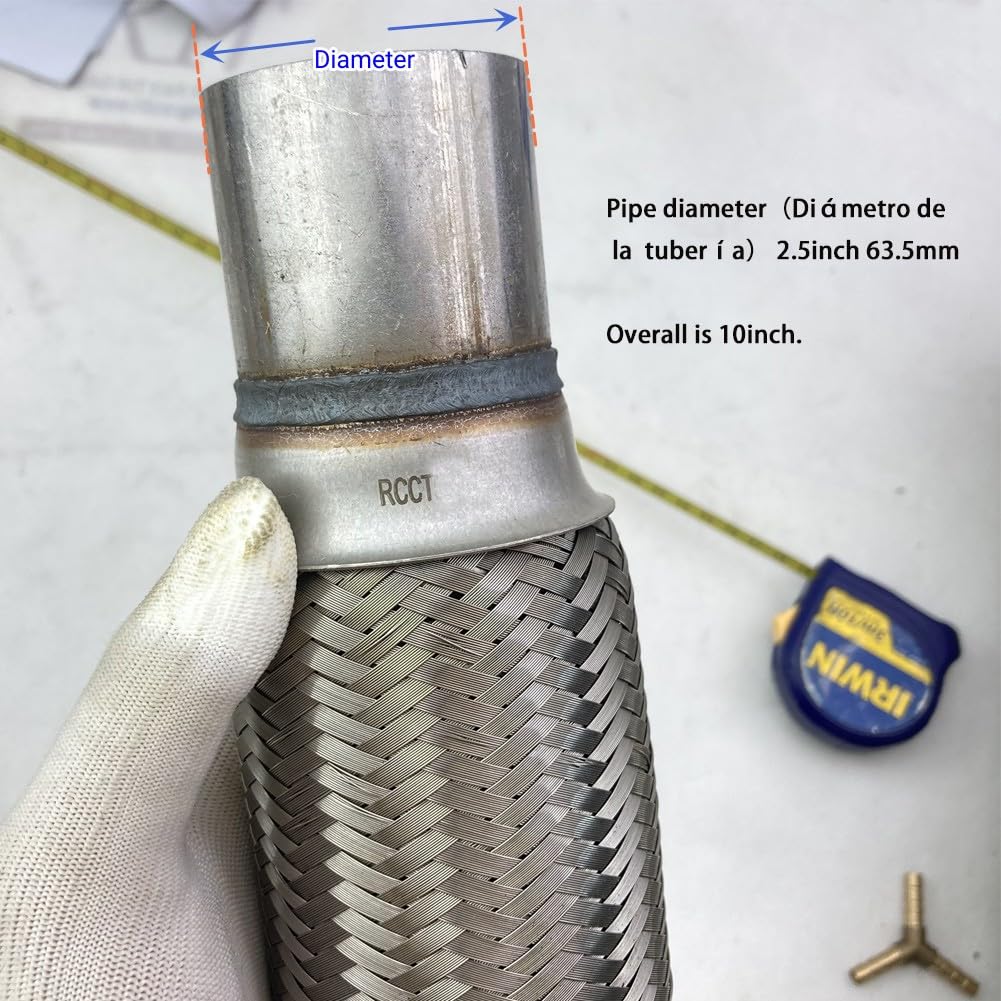 Flex Pipe Exhaust 2.5Inch Flexible Exhaust Connector/Universal Flex Pipe Coupler With Extension/Inner Braid 10Inch Length(2.5In)