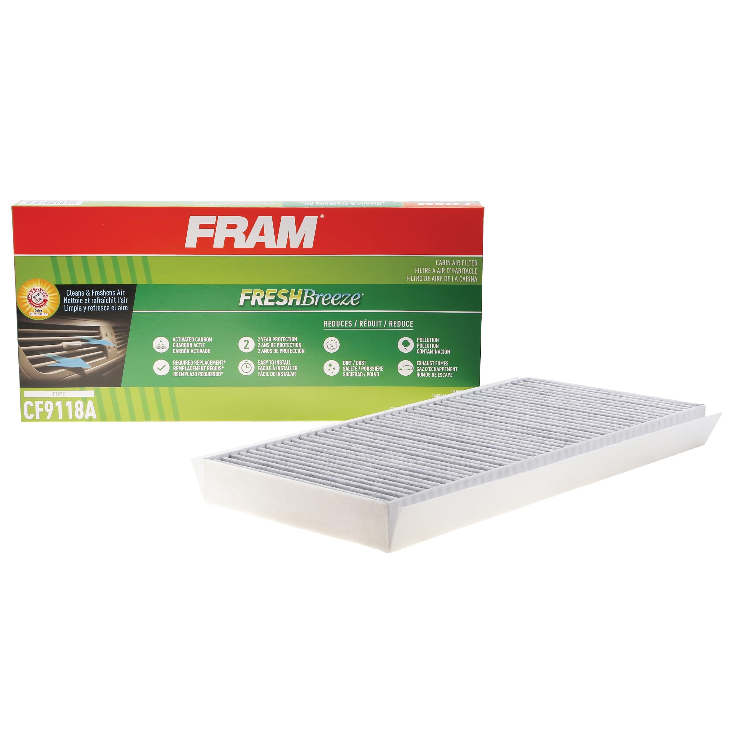 Fram Fresh Breeze Cabin Air Filter With Arm & Hammer Baking Soda, Cf9118A For Select Ford Vehicles