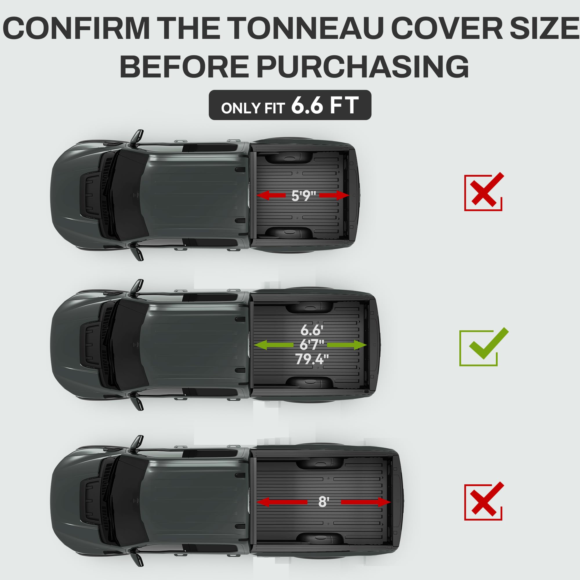 Autosaver88 Frp Truck Bed Tonneau Cover Hard Tri-Fold Fits For 2007-2025 Chevy Silverado/Gmc Sierra 1500 New Body, 2007-2019 Che