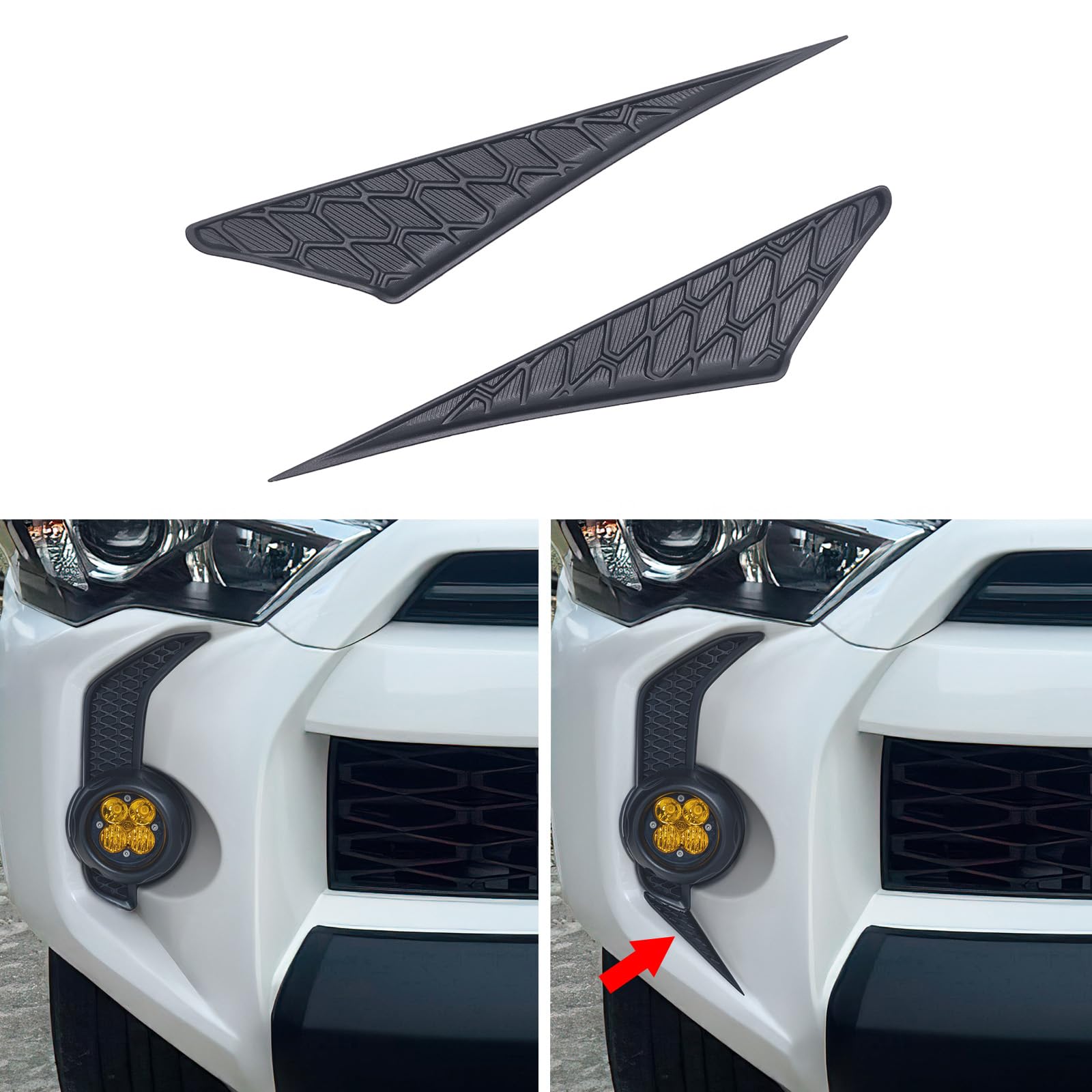 Front Fog Light Decals Compatible with 2014-2024 Toyota 4Runner Accessories Front Bumper Grill Trim ABS Plastic Material (Black)