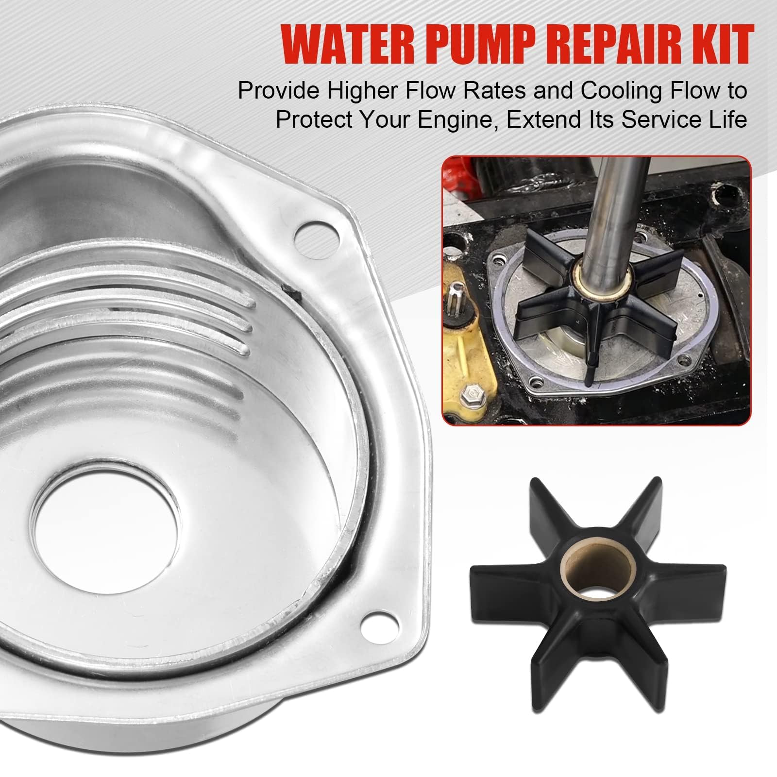 AUTOBABA Water Pump Repair Kit Compatible with 1991-2021 Mercury MerCruiser Alpha 1 Gen 2 Drives, Water Pump Impeller Repair Rep