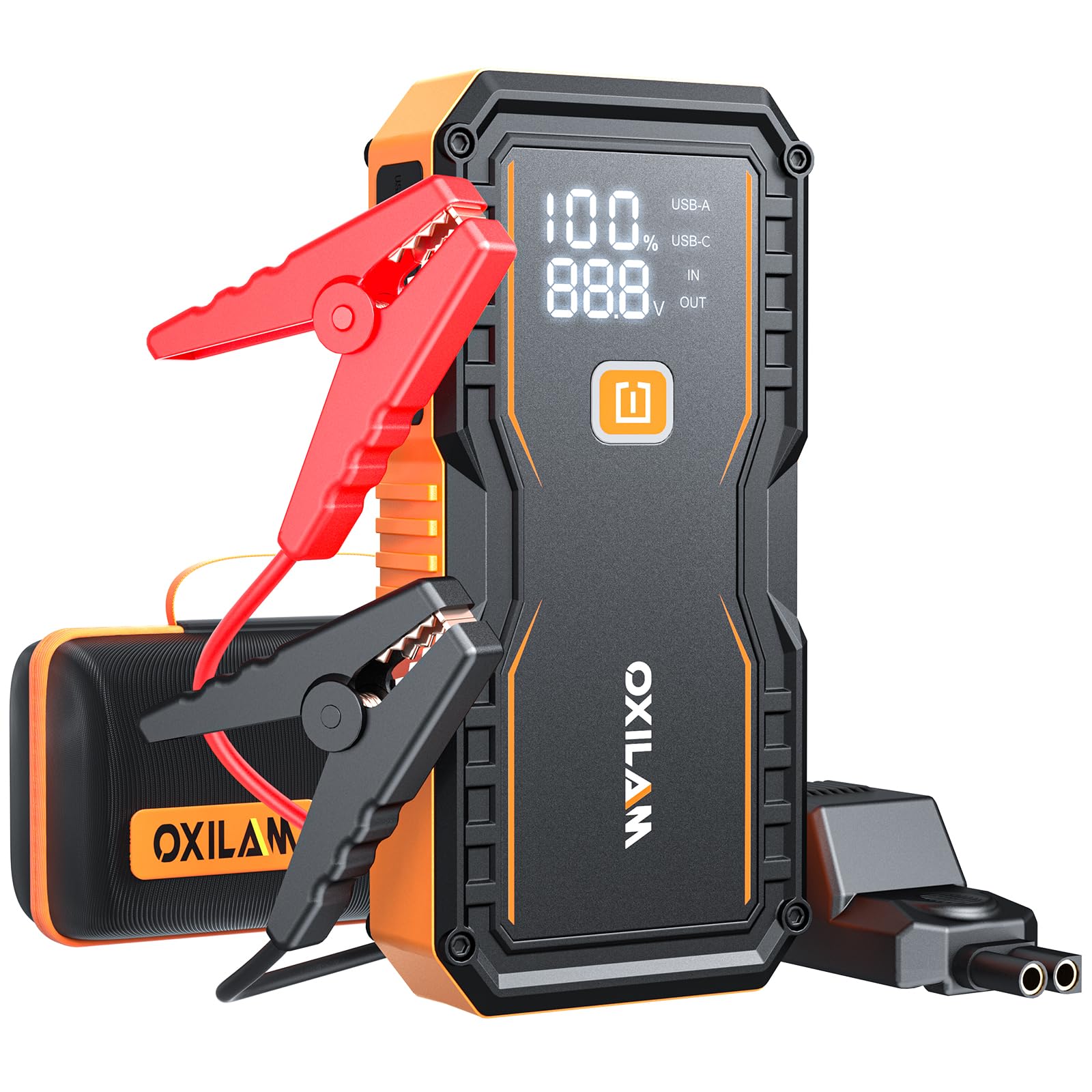 Oxilam Jump Starter 6000A For All Gas/12L Diesel, Car Battery Jumper Starter Portable, 12V Lithium Jump Box With Jumper Cables,