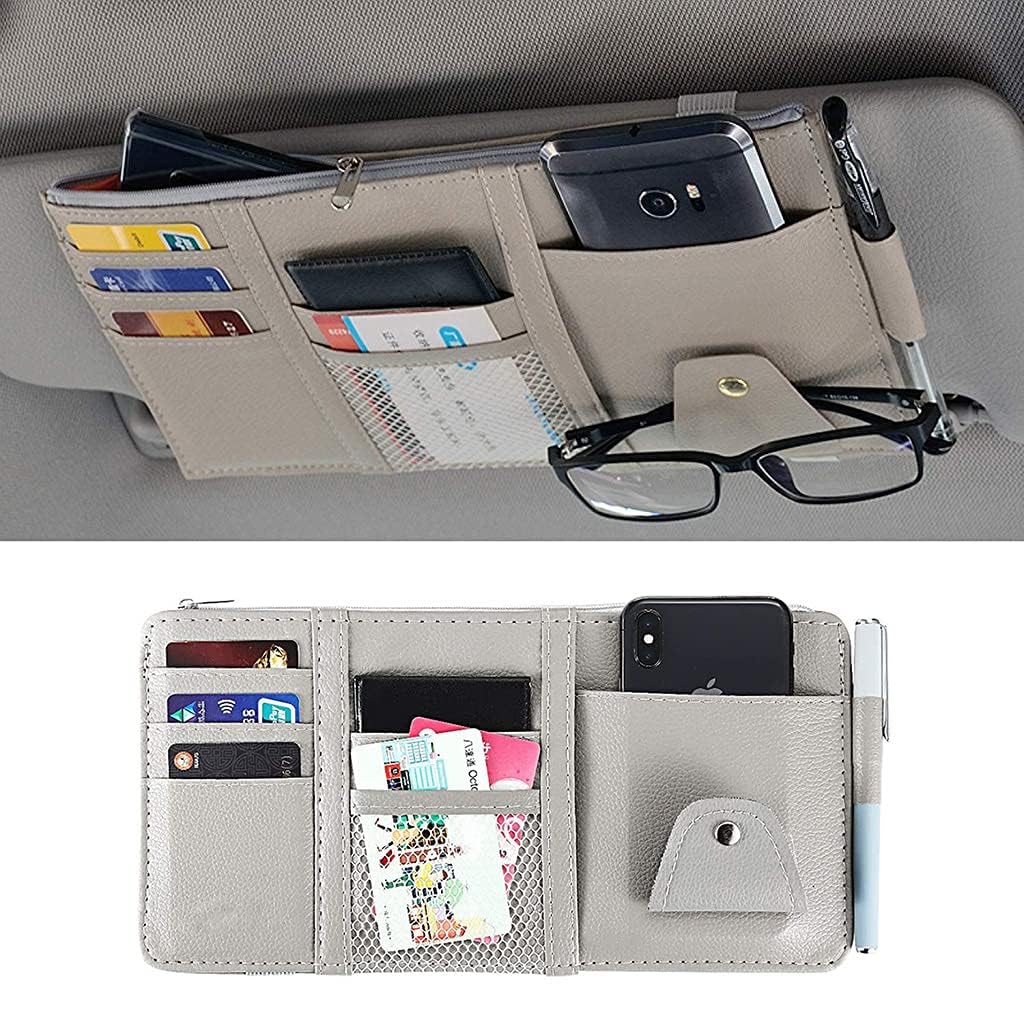 MATSON Sun Visor Organiser For Cars,Car Accessories Interior With MultiPocket Net Zipper For Card License Pen Key Document Sung