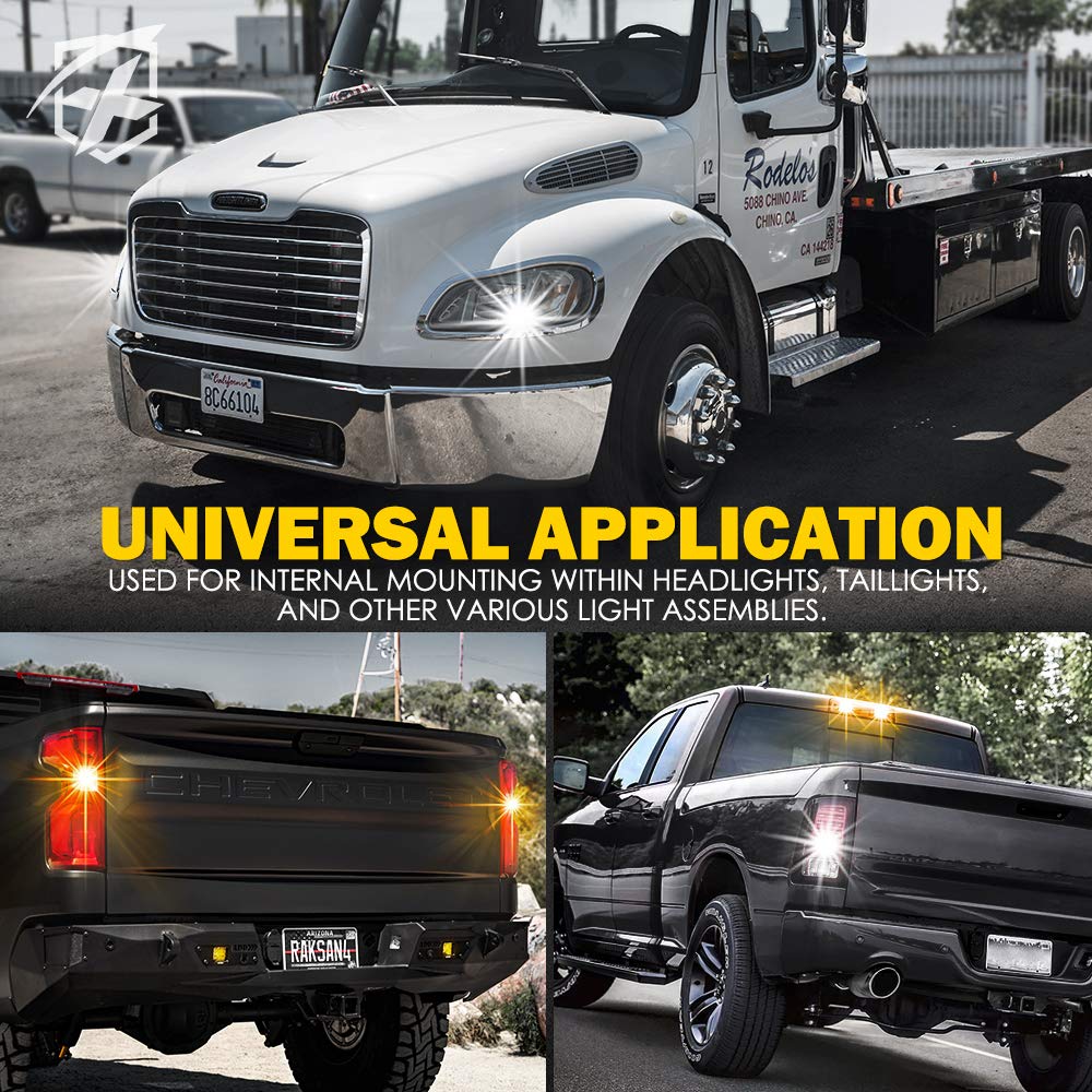 Xprite White Amber Led Hideaway Strobe Lights Kit 20 Flashing Patterns W/Control Panel Headlights Taillights Fog Marker Light Mo