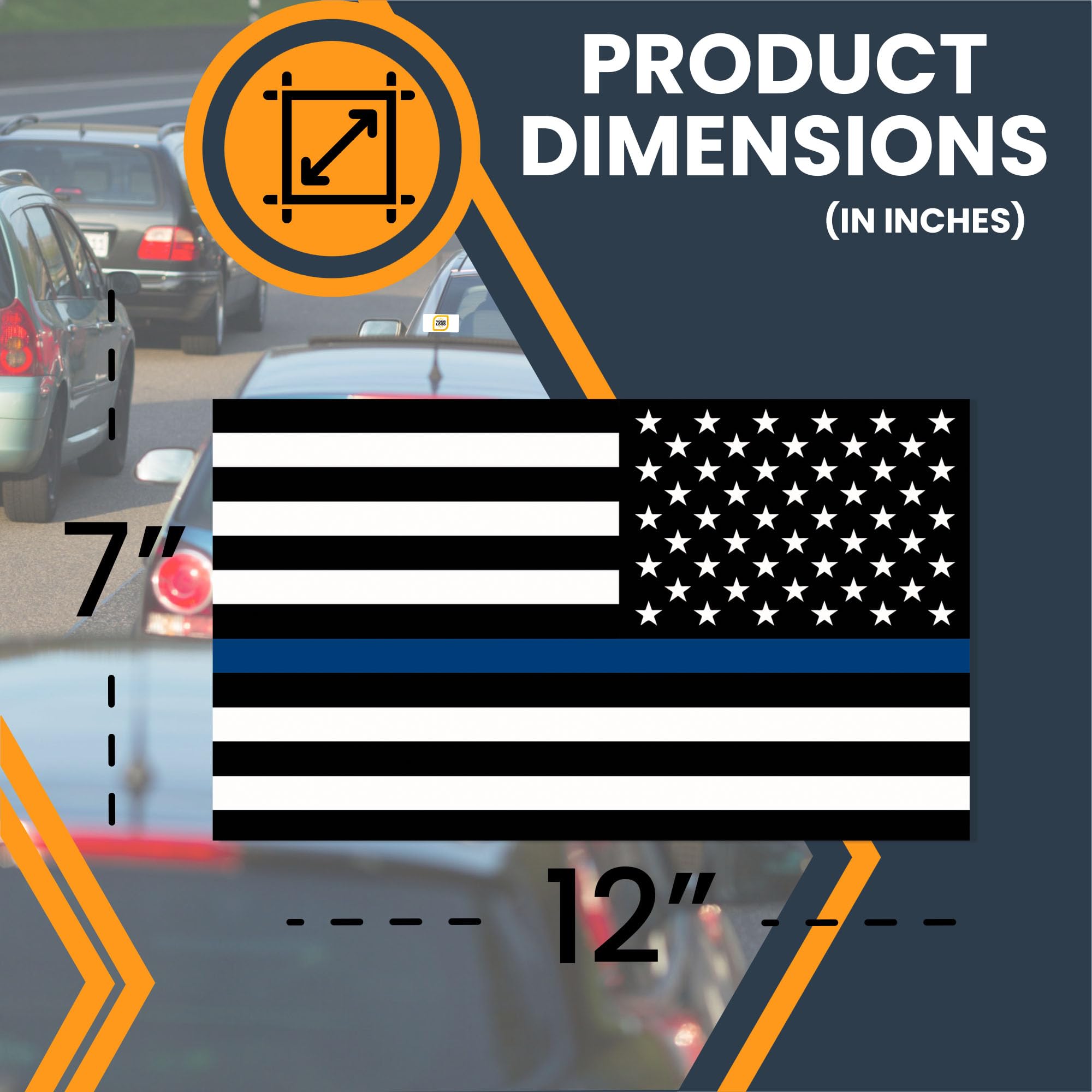 Magnet Me Up Reversed Thin Blue Line American Flag Automotive Magnet Decal, 7X12 Inches, Heavy Duty For Car Truck Or Suv, In Sup