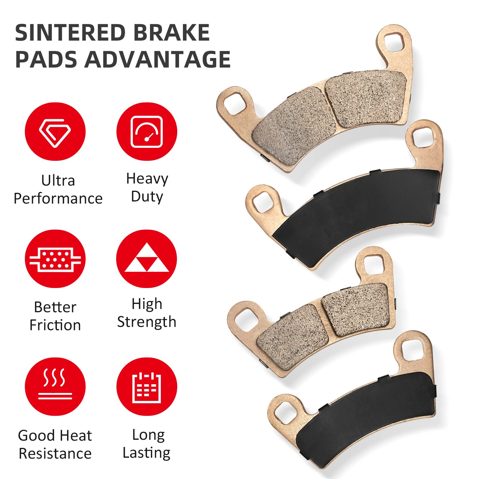 Front & Rear Brake Pads Sintered For Polaris Ranger-1000 2018-2024 General-1000 2016-2024 Rzr-900-4 2015-2018 Rzr-1000-S4 2019-2