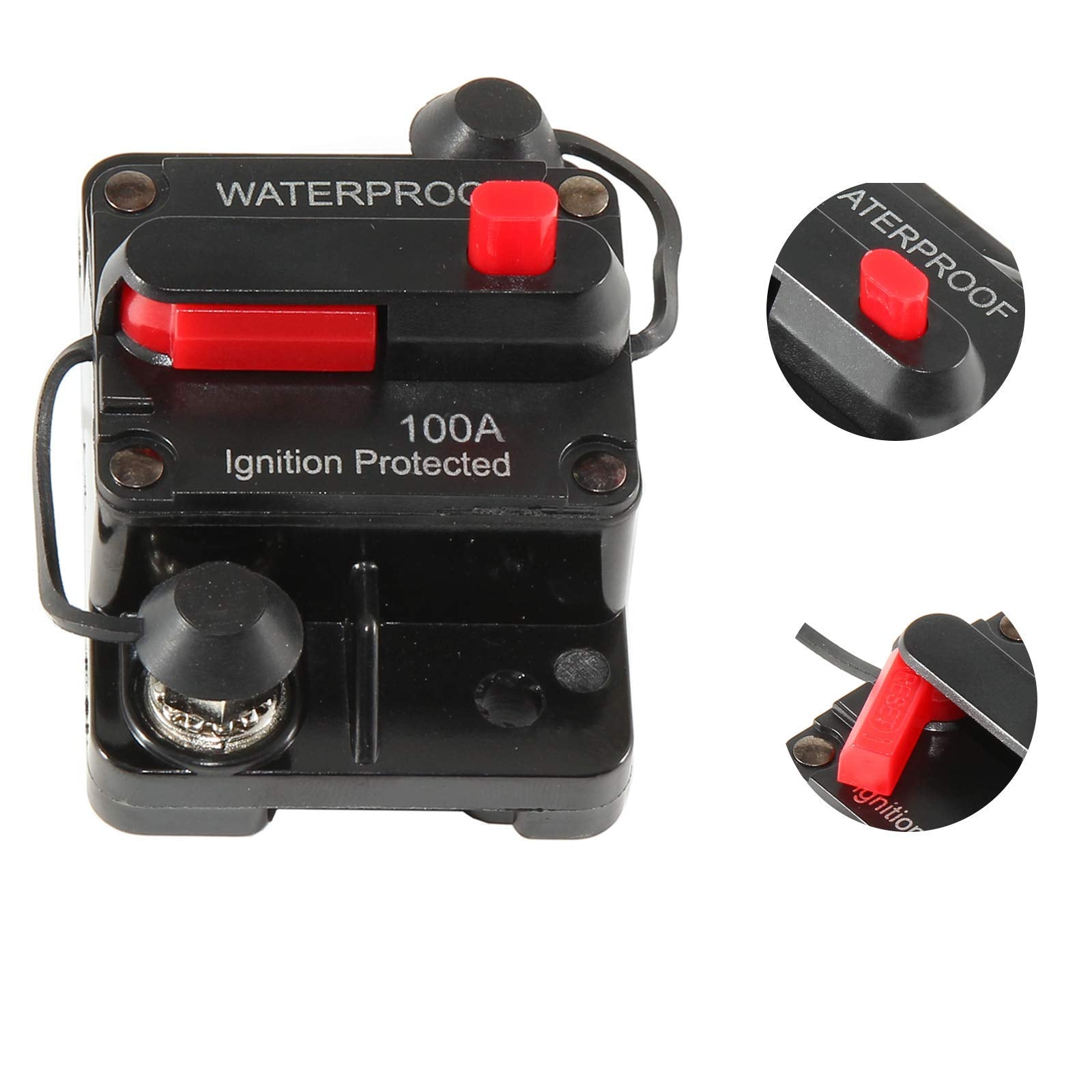 Red Wolf Waterproof 100Amp Circuit Breaker For Boat Trolling Motor Marine Atv Vehicles Stereo Audio Electronic Battery System Inline Fuse With Manual Reset Switch