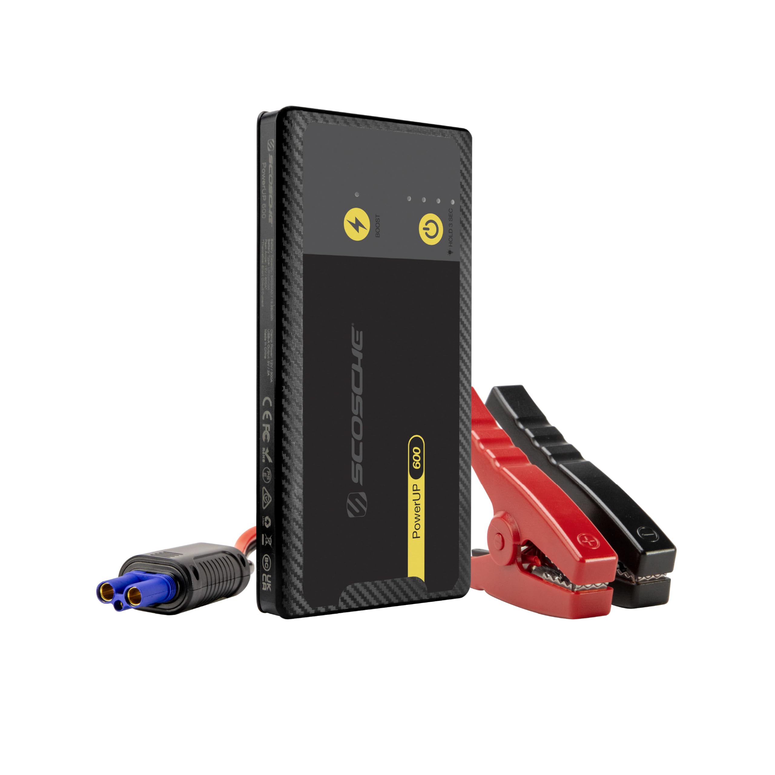 Scosche Pbj600 Portable Car Battery Jump Starter, 12V Jump Box, 600A Battery Booster, Jumper Cables Kit For Car (4.0L Gasoline/2