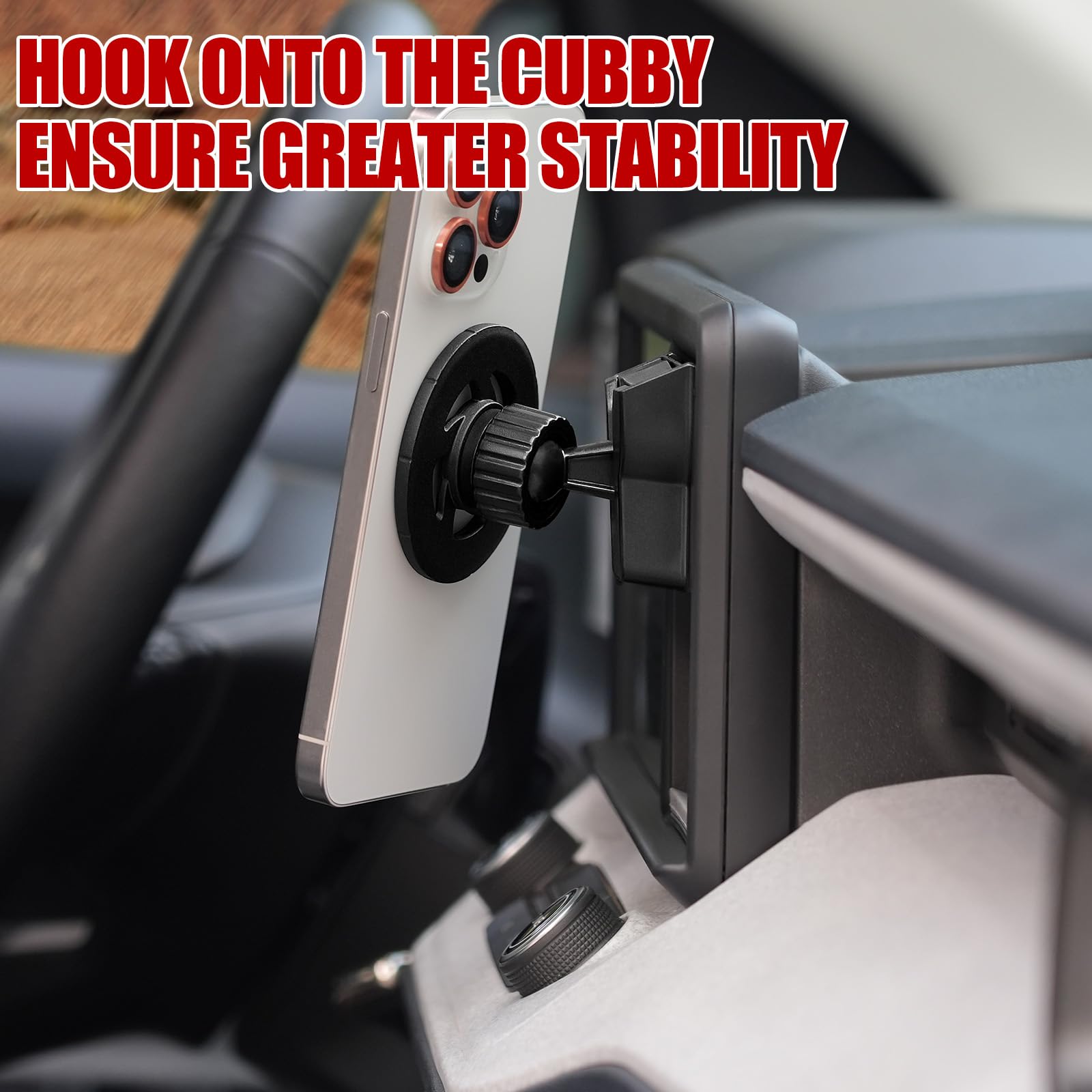 Mabett Magnetic Phone Holder Cubby Insert For Ford Maverick 2022-2024 Accessories, Dash Mount Storage Box Kit (Phone Holder)