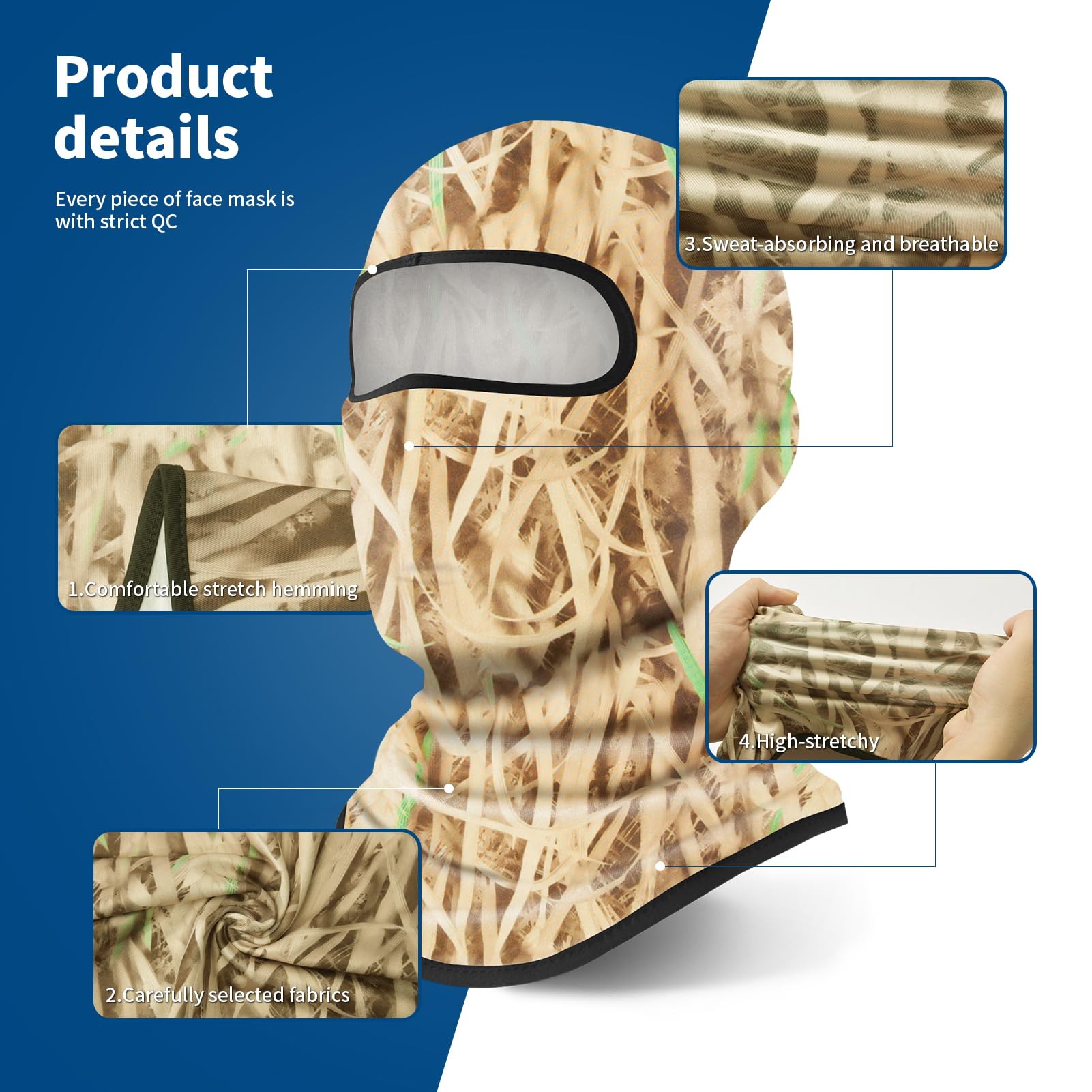 Yeslife Khaki Ski Mask, Balaclava Face Mask For Men And Women, Skiing, Snowboarding, Motorcycle, Uv Protection & Wind Protection