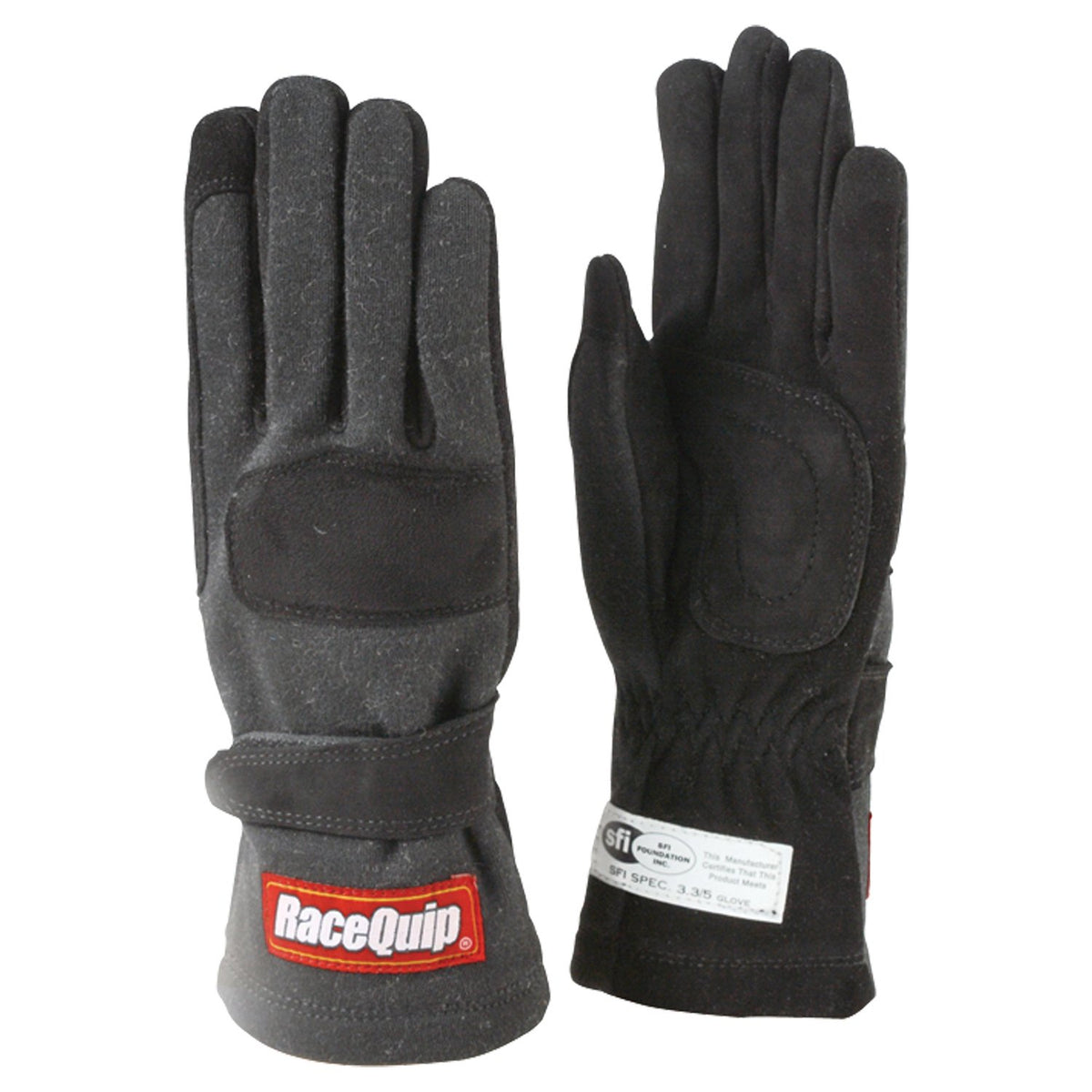 Racequip Race Gloves 355 Series 2 Layer Nomex Sfi 3.3/5 Certified Black Large 355005