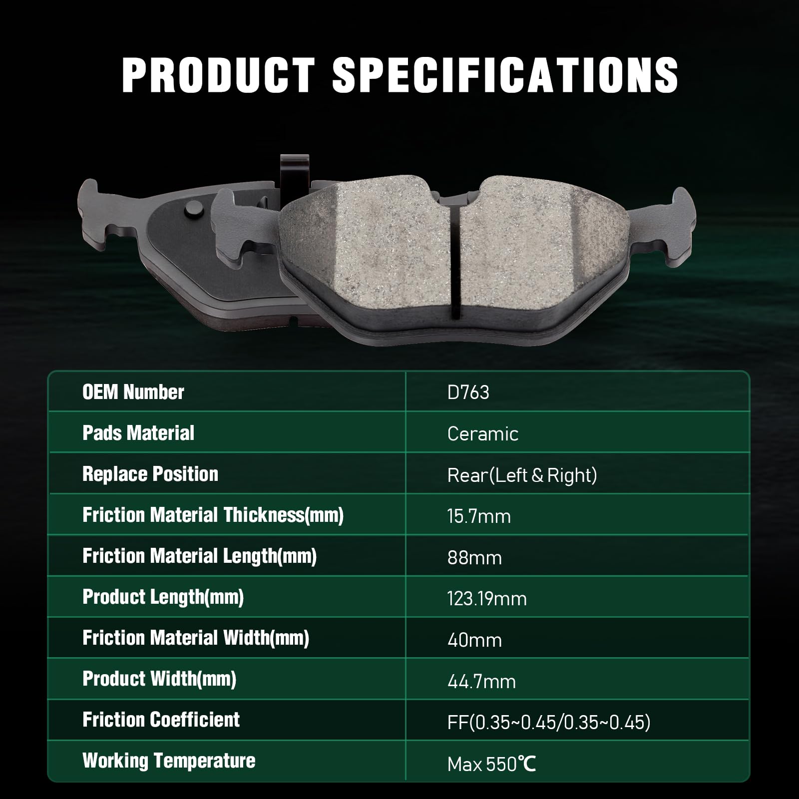 Automuto D781 & D763 Ceramic Brake Pads Kits, Front Rear Brake Pads Set Fit For Bmw 318I,318Is,318Ti,3I,323Ci,323I,323Is,325Ci,3