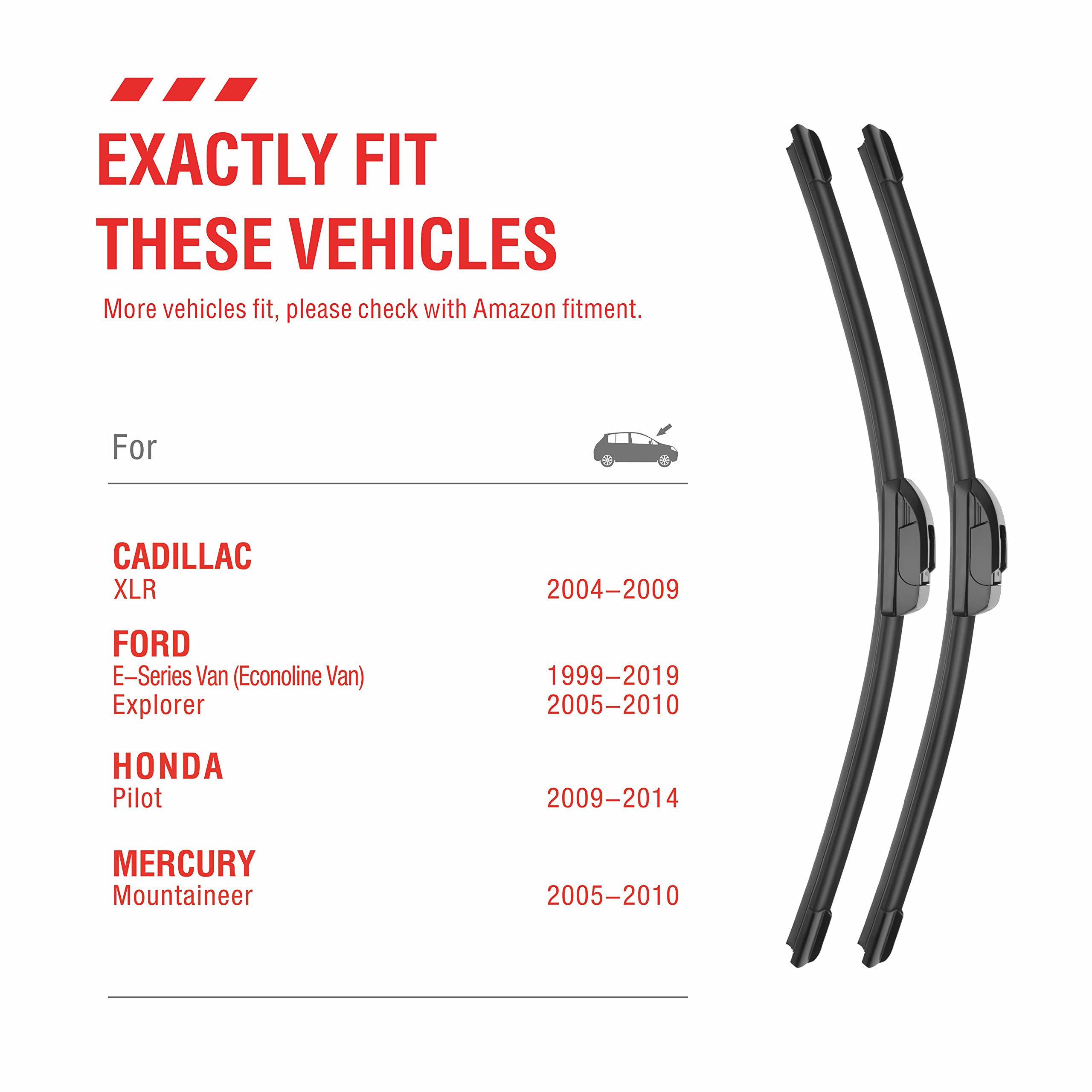 Oem Quality Performance Premium 20 Windshield Wiper Blades 2Pack,All-Season Auto Replacement Wiper Blades,Fit Ford Explorer 2010