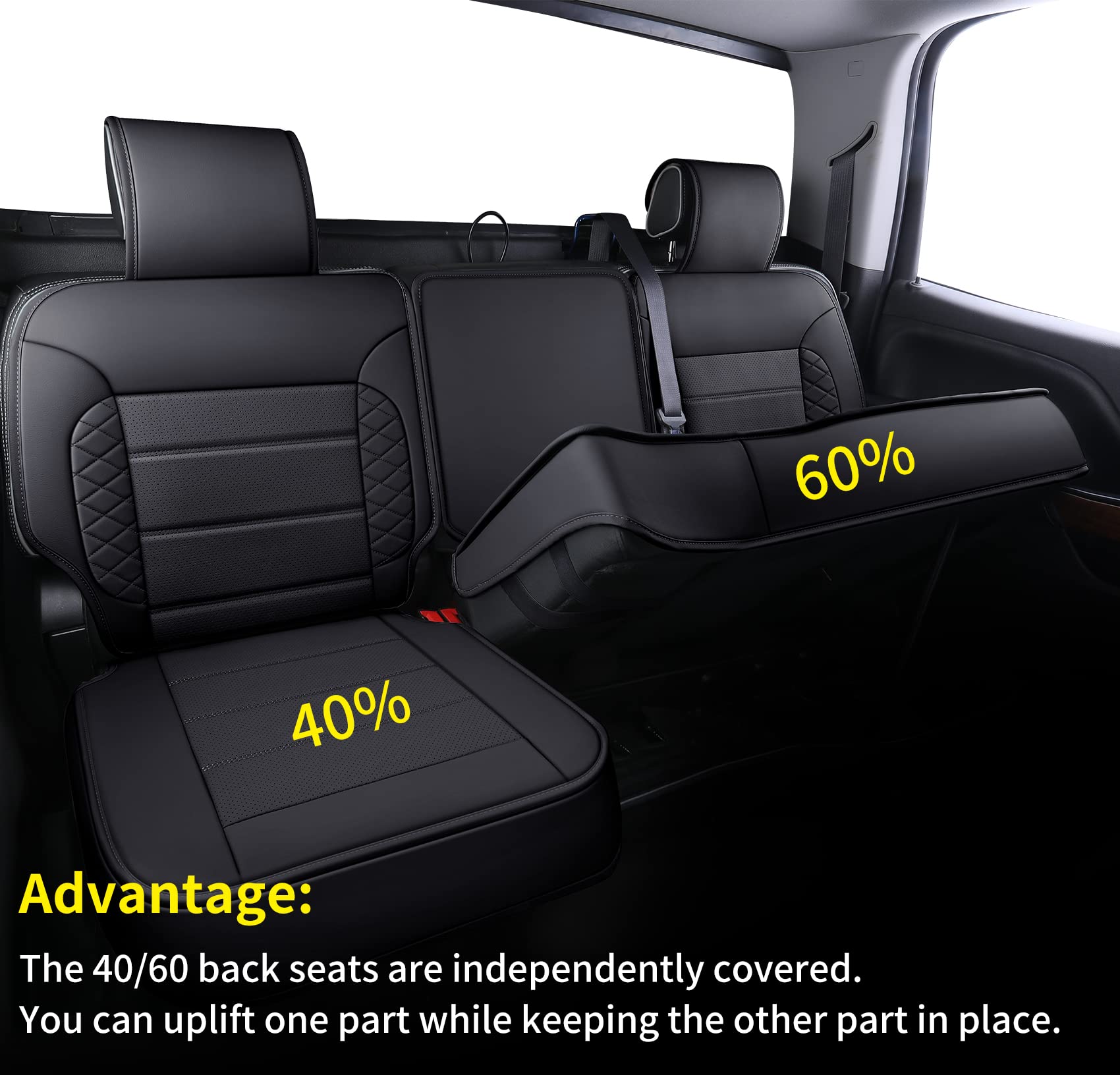 Luckyman Club Chevy Silverado/Sierra Seat Covers Full Set X04-S3, Fit 2014-2018 1500/2015-2019 2500 Hd/3500 Hd Crew Cab With Wat