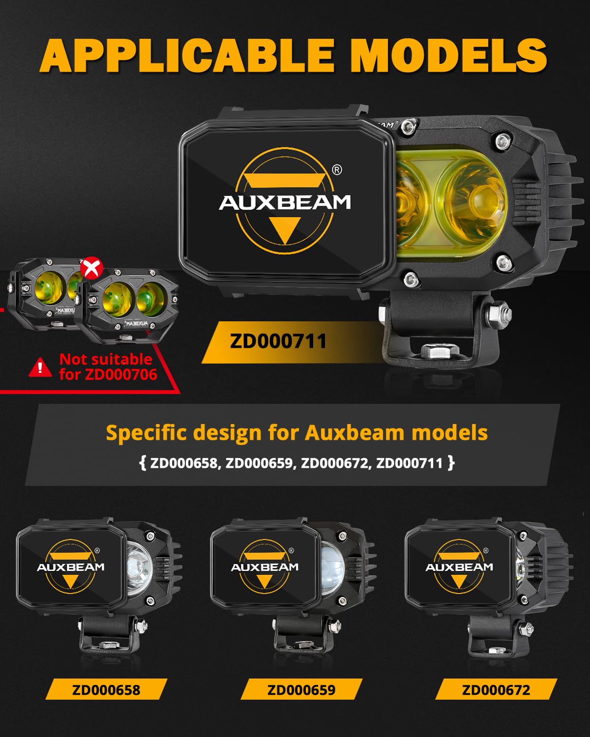 Auxbeam 4 Inch Led Pod Covers, Square Off Road Light Protective Covers, Black Cube Mask Offroad Plastic Light Lens Cover For Tru