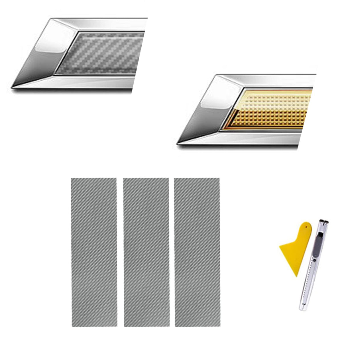 LANZMYAN Compatible with Bowtie Logo Wrap Stickers Cut-Your-Own Emblem Overlay DIY Decals for Chevy 3PCS Silver
