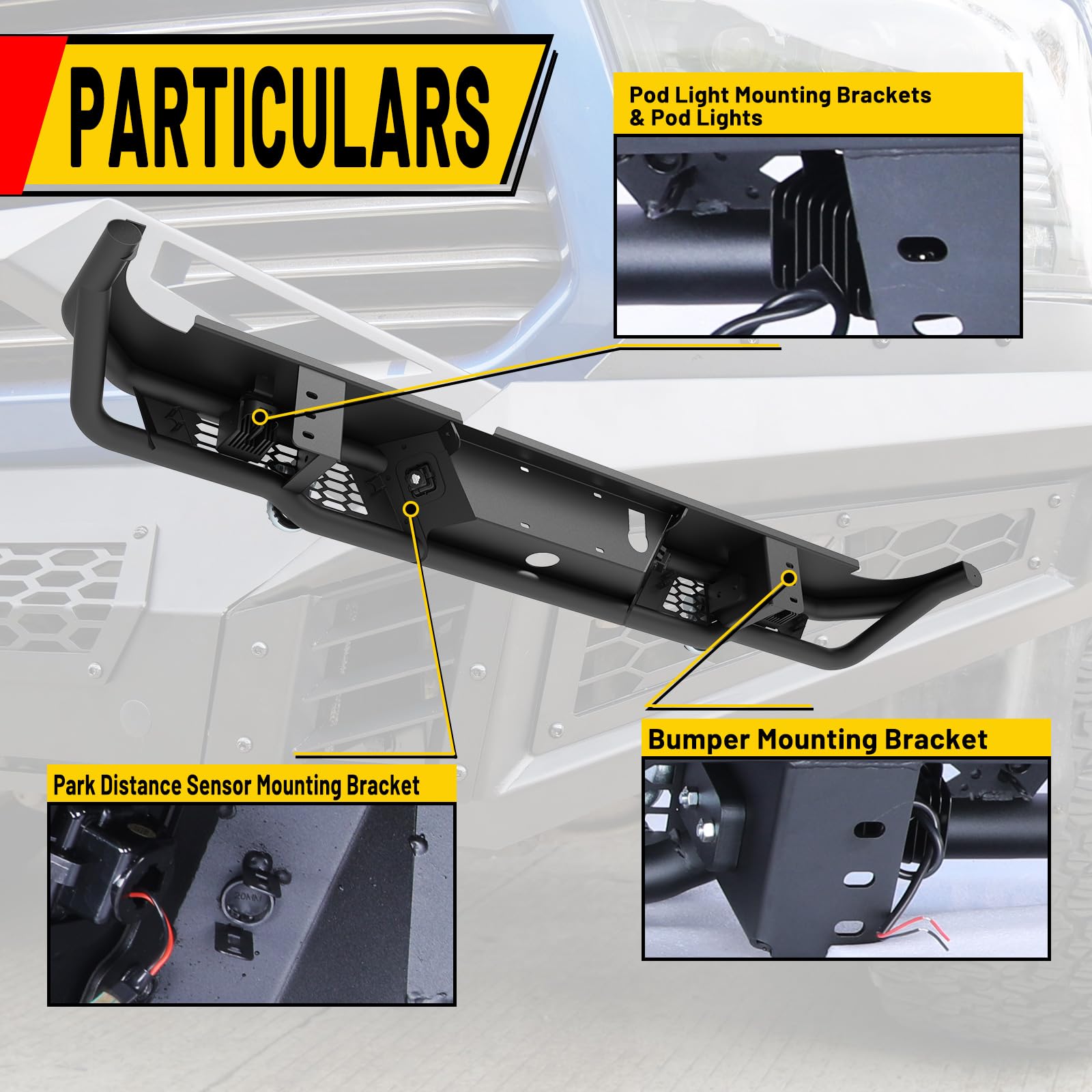 Autofree Rear Bumper For 2009-2018 Dodge Ram 1500 Pickup Truck / 2019-2023 Ram 1500 Classic Bumper, Offroad Paintable Back Bumper With Led Pod Light With Licence Lamp/D-Ring Shackles