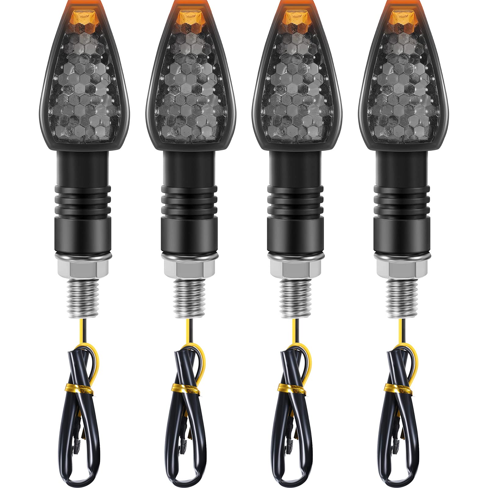 4 Pieces Motorcycle Turn Signal Lights Indicators Flowing 14 Led 12V Motorbike Led Blinker Amber Lamp Mini Stalk Arrow Front Rear Lights