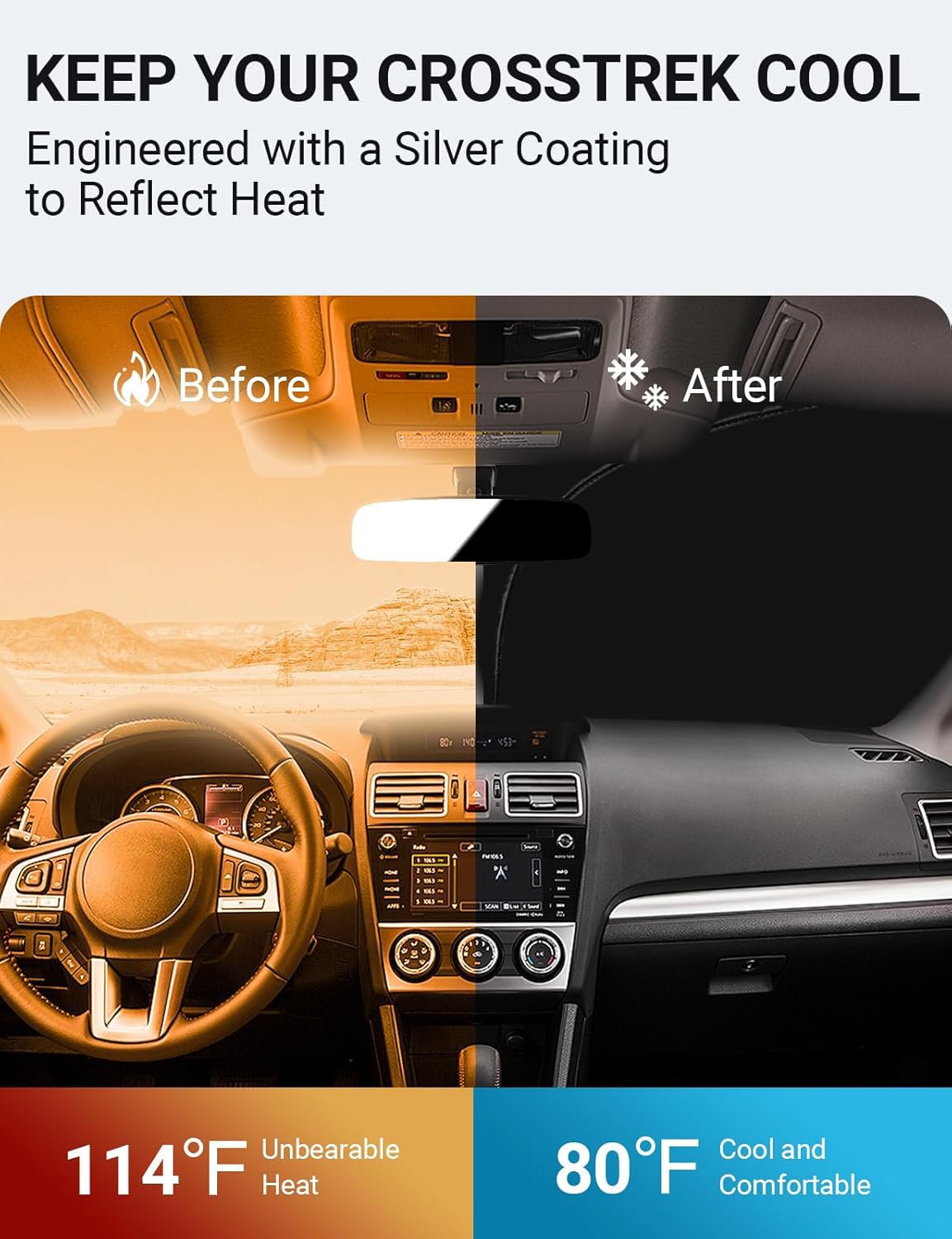 Proadsy 2024 Upgrade Front Windshield Sun Shade Foldable Sunshade Protector Sun Visor Custom Fit 2012-2017 Subaru Crosstrek, 2.0I Premium Limited Wagon Accessories