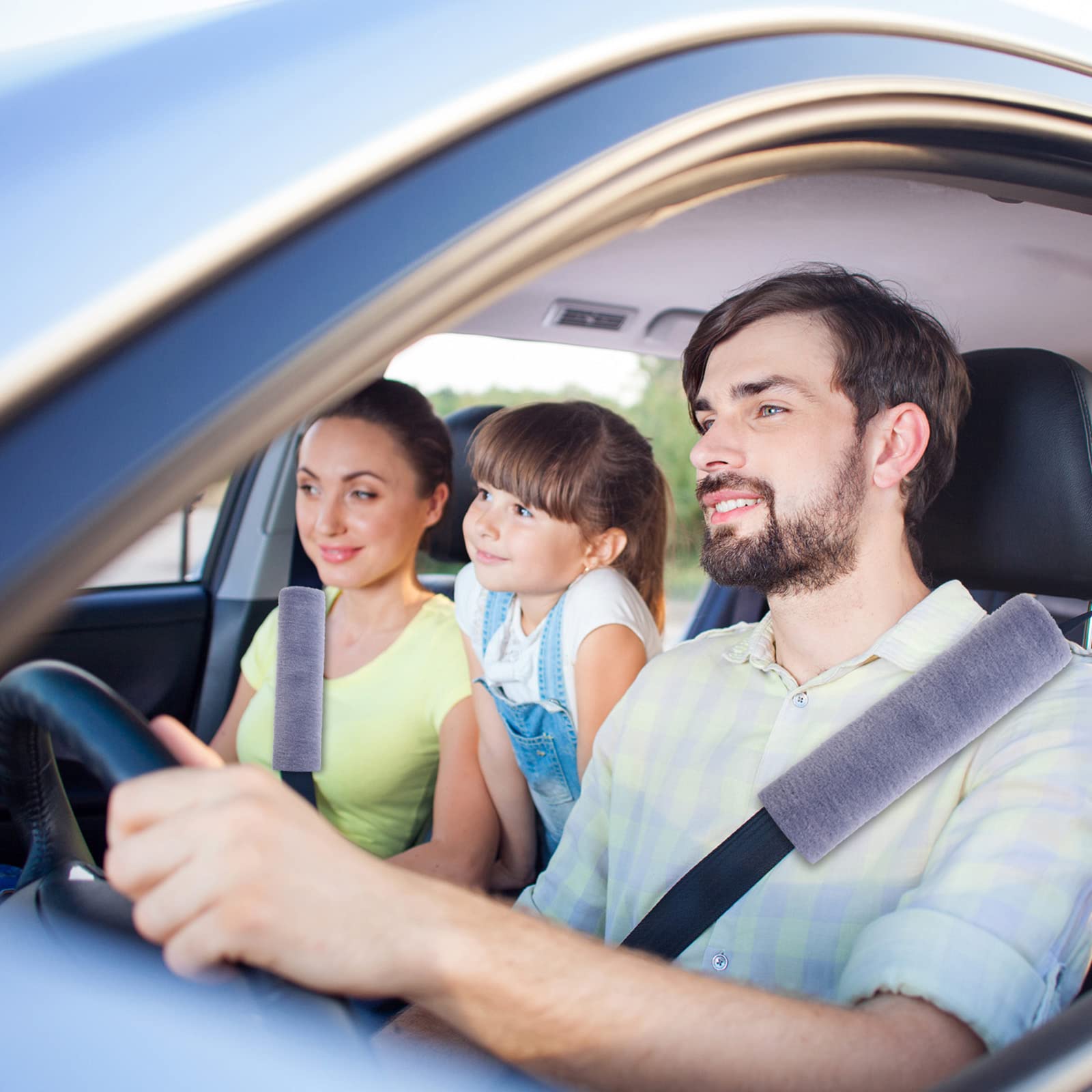 4 Pack Faux Sheepskin Car Seat Belt Pads Seatbelt Protector Soft Comfort Seat Belt Shoulder Strap Cover Harness Pad Guard Neck And Shoulder