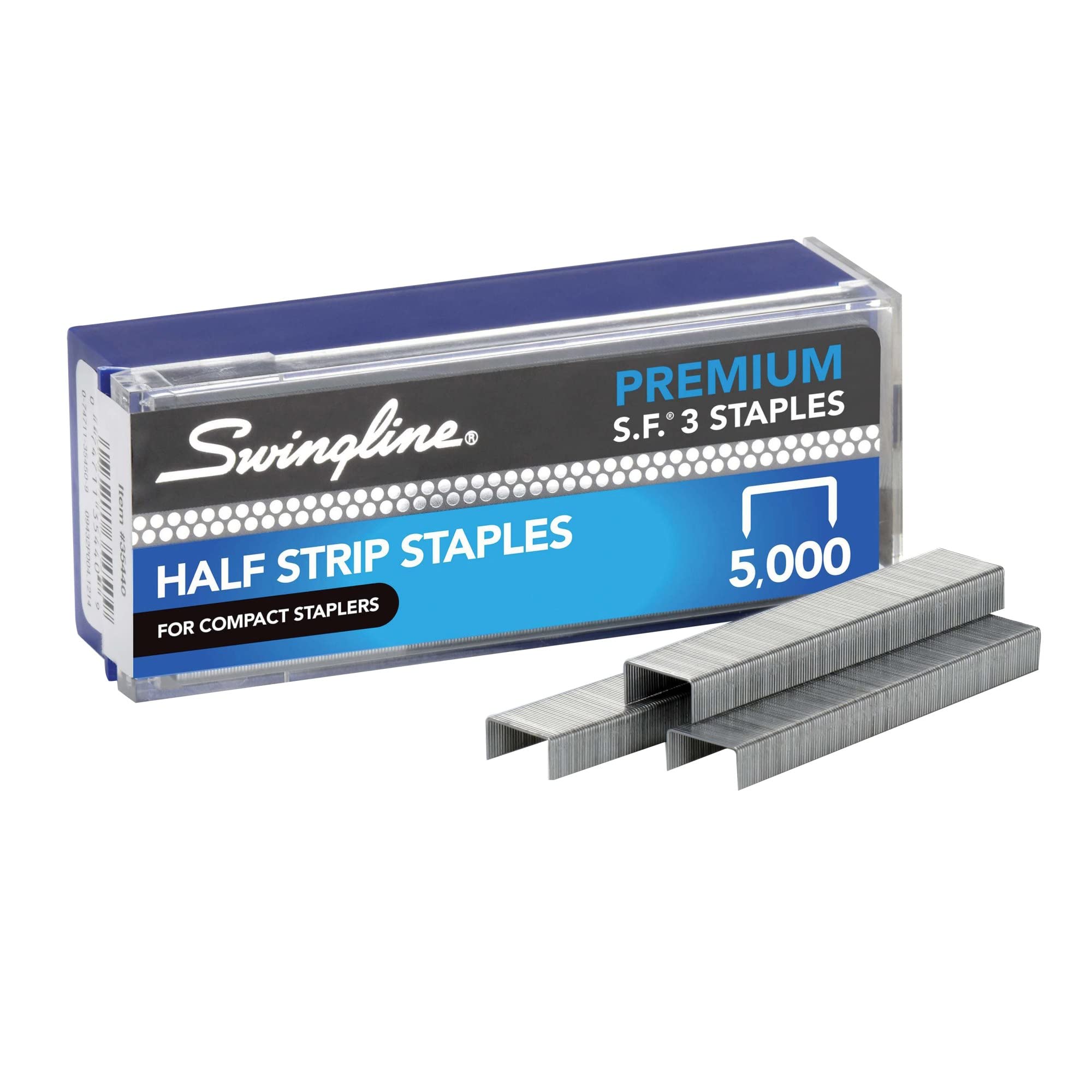 Swingline Staples, S.F. 3, Premium For Desktop Staplers, 1/4'' Length, 105/Strip, 5000/Box, Jam Free, Half Strip (35440)
