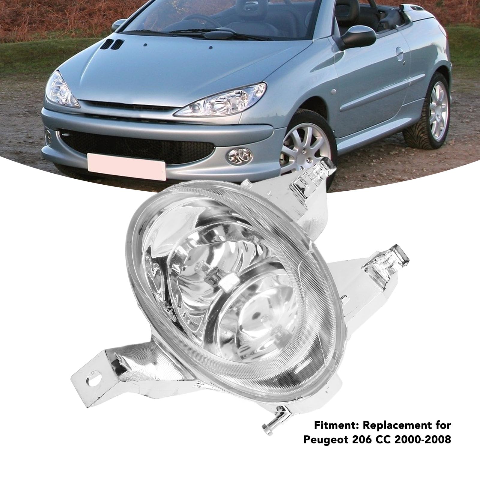 Front Led Fog Light, Fit For Peugeot 206 2000-2008, Front Bumper Accessories Driving Light, Front Bumper Fog Lamp (Left 6204T2)