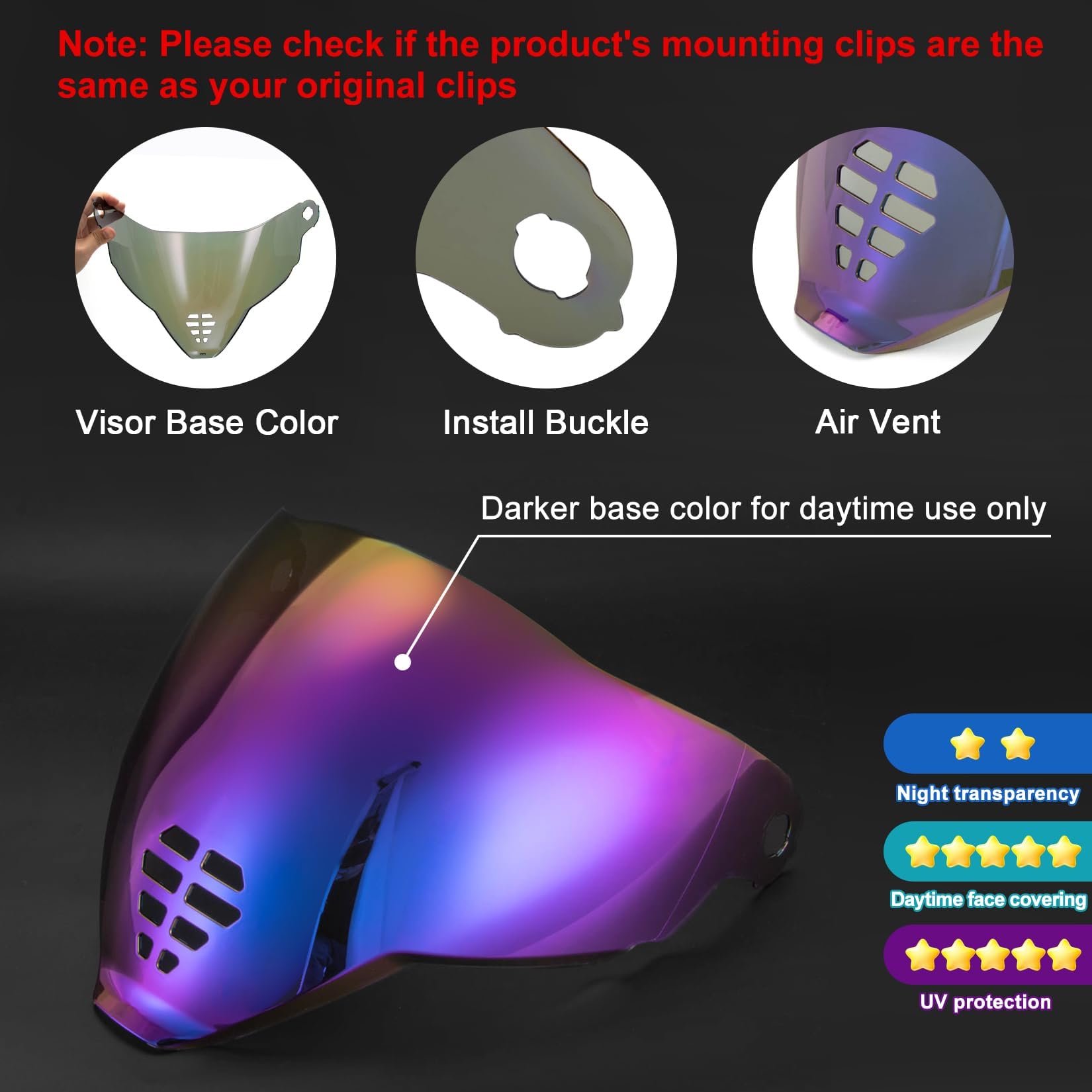 PSLER IC-06 visor- Icon Airflite Face Shield Motorcycle Helmet Visor Accessories Replacement for Icon Airflite IC-06,Deep Purple