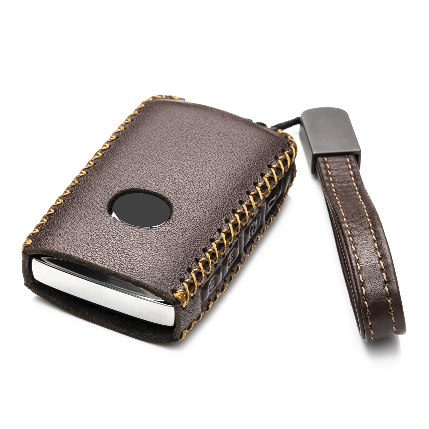 Vitodeco Genuine Leather Smart Key Fob Case Cover Protector Compatible With Mazda 3, Mazda 3 Hatchback, Mazda 6, Cx-5, Cx-50, Cx-3, Cx-30, Cx-9, Cx-90 2020-2025, Cx-70 2025 (4-Button, Brown)