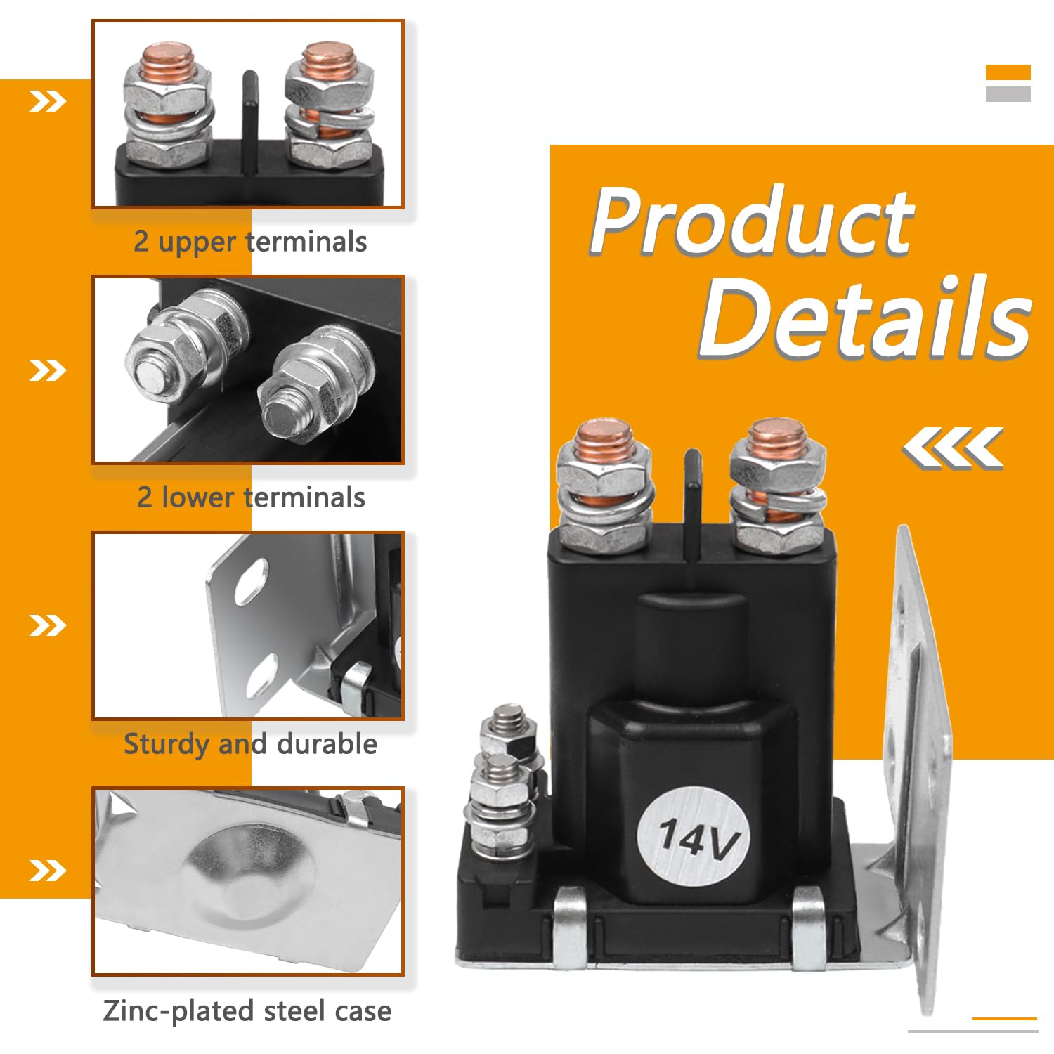 14V Golf Cart Solenoid Compatible With Ezgo Txt Gas Golf Cart 1994-Up 4 Terminal Solenoid Replace 27153G01, 612813