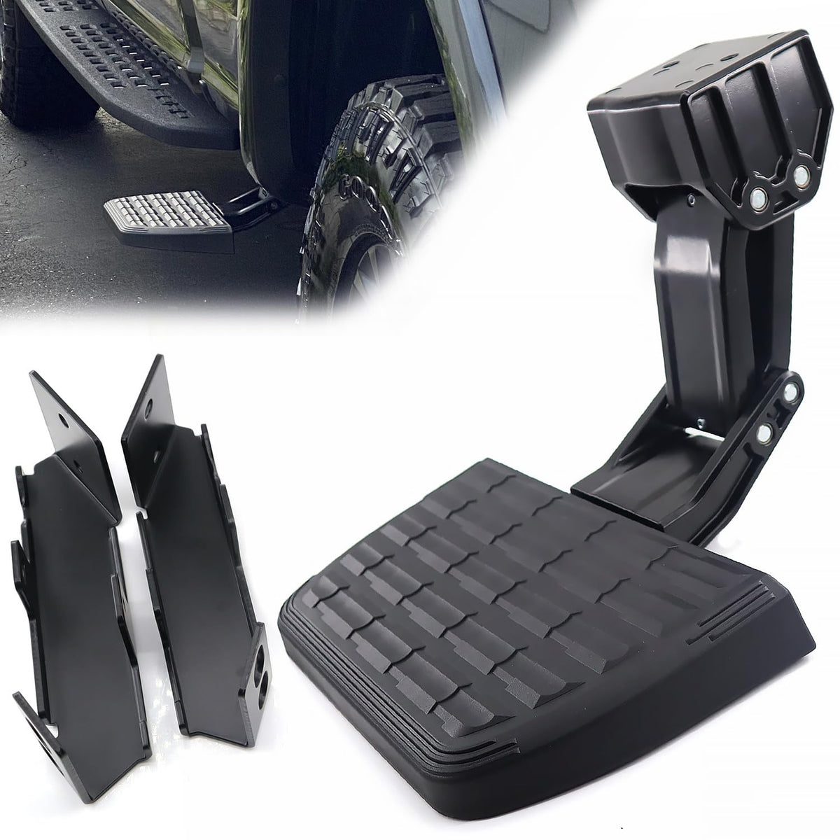 75413-01A Truck Side Step Retractable Step Compatible with 2017 2018 2019 2020 2021 2022 Ford F250 F350 Super Duty Bed Step Retr