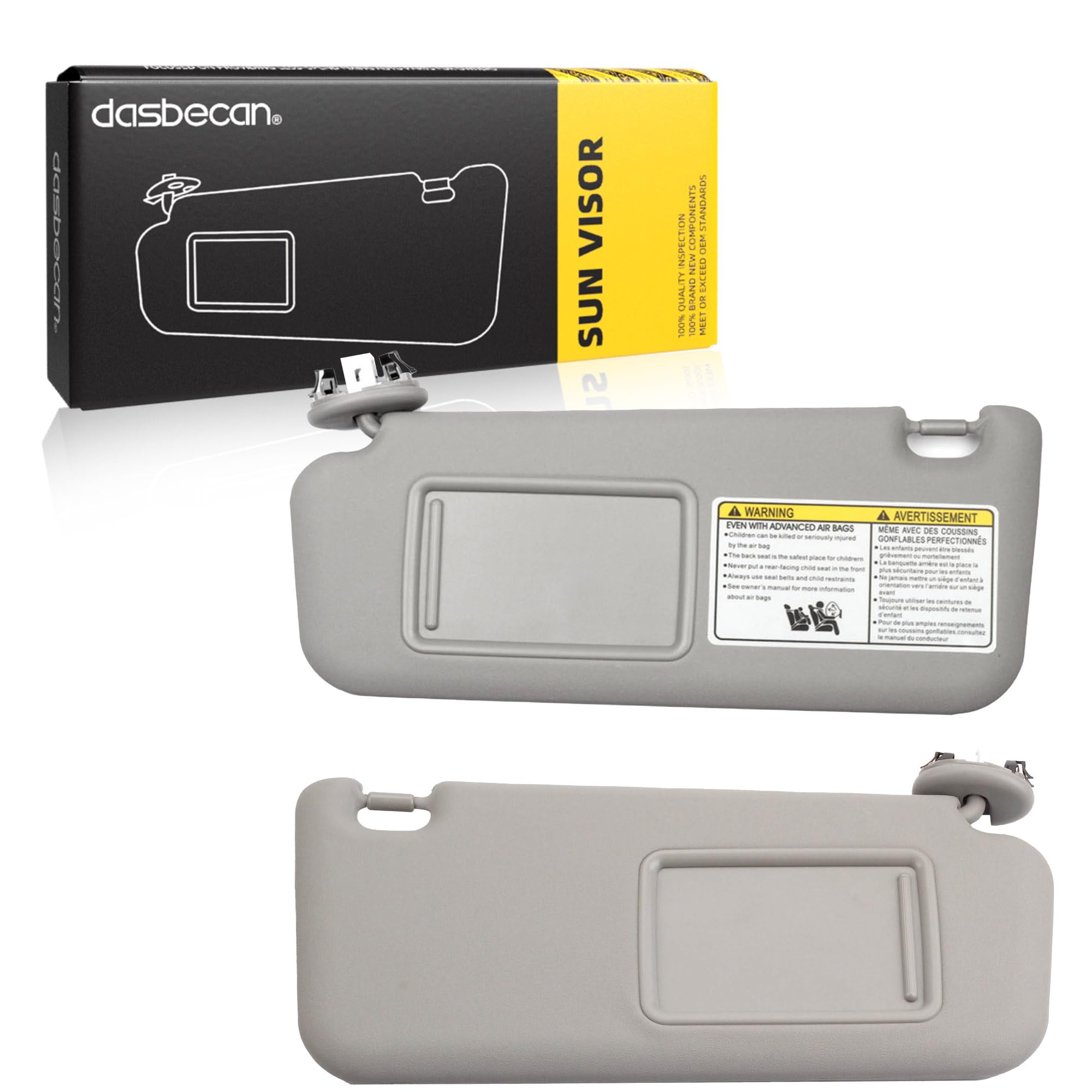 Dasbecan Left Driver & Right Passenger Side Sun Visor with Vanity Light Compatible with Toyota RAV4 2006-2013 Replaces# 74320-42