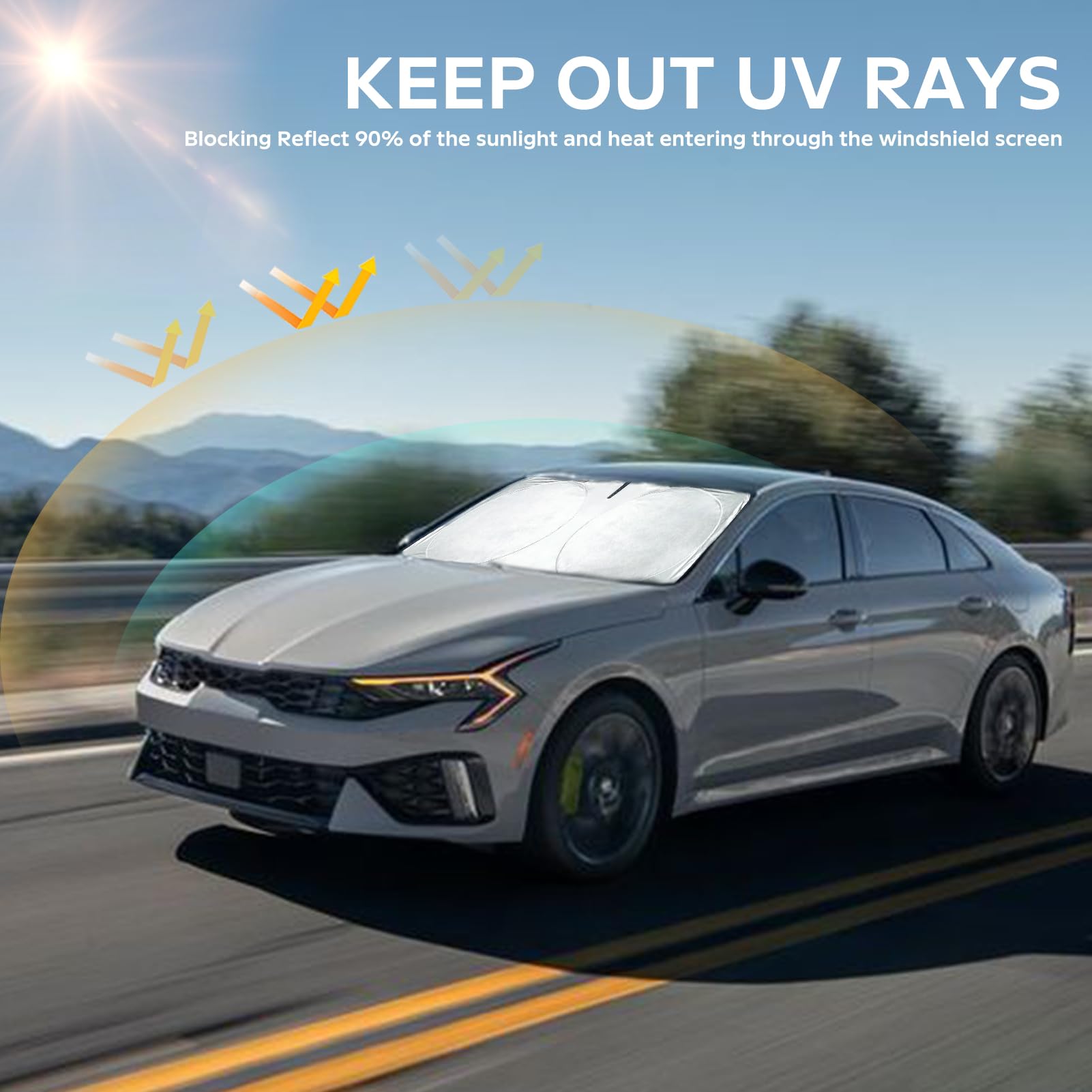 Insauto For K5 Windshield Sun Shade Window Sunshade For Kia K5 2021 2022 2023 2024 Windshield Cover Foldable Car Front Sun Visor