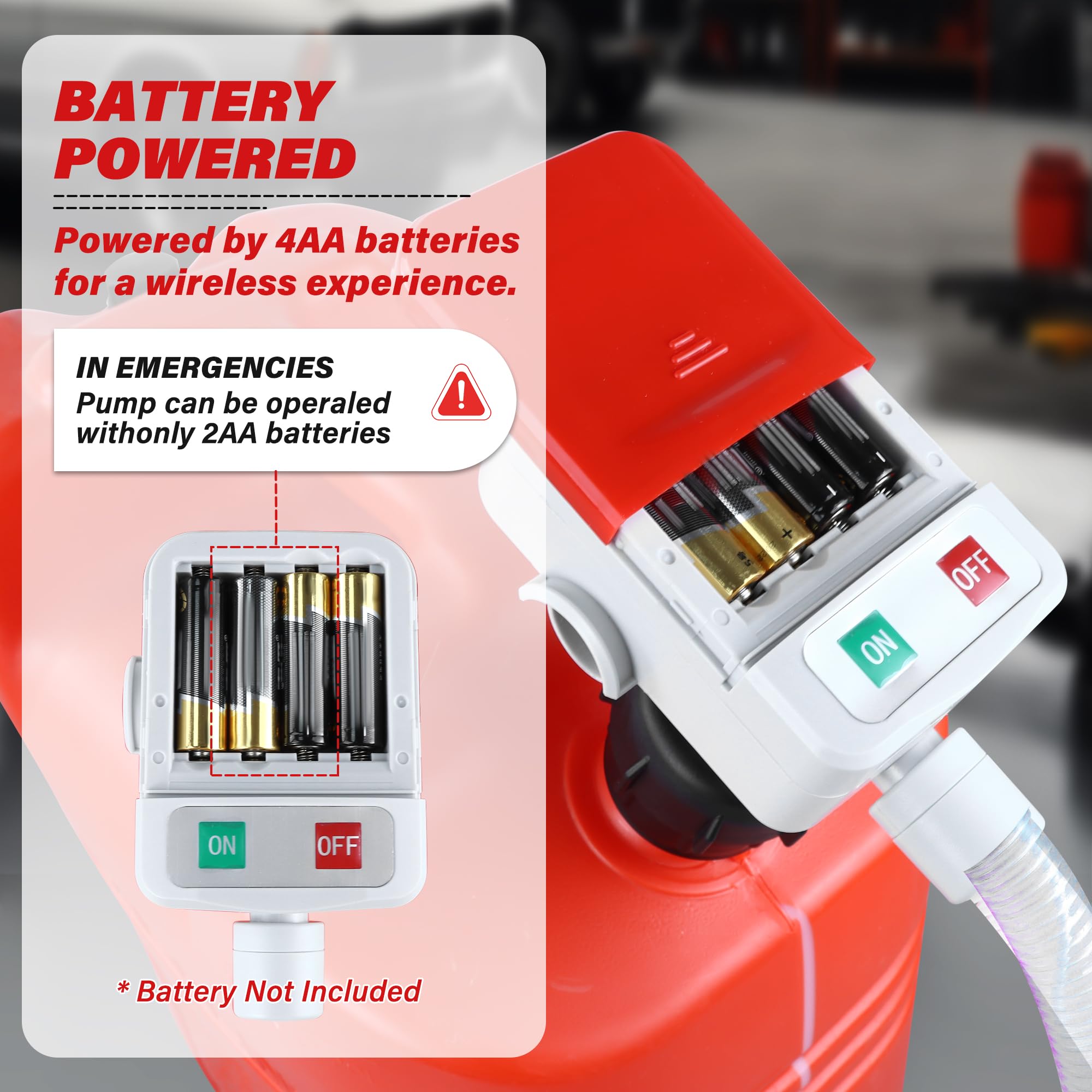 Fuel Transfer Pump, 3.2 Gpm, Auto-Stop Nozzle, 51-Inch Hose With 3 Tank Fittings, Battery-Powered Portable Siphon Pump For Oil,
