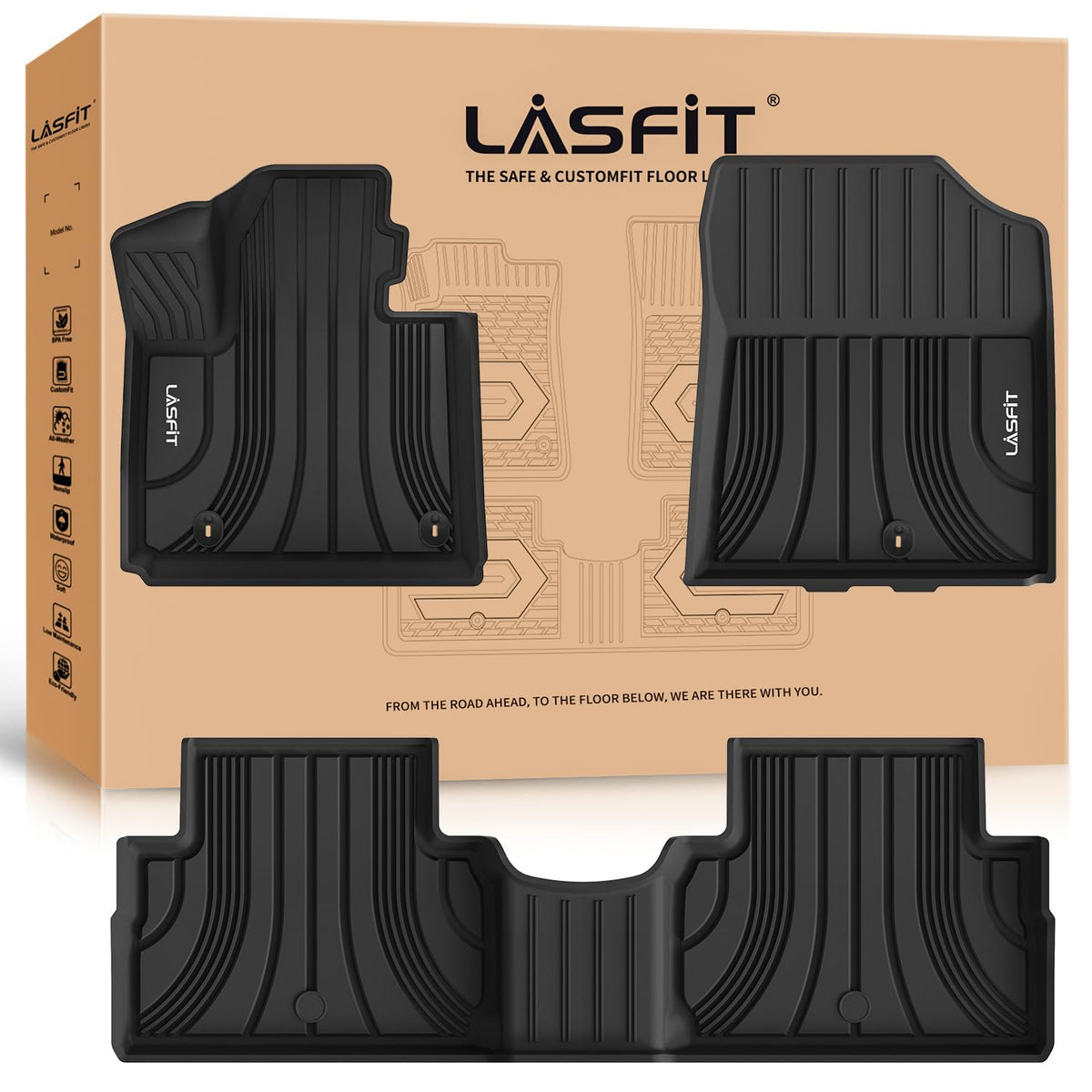 Lasfit Floor Mats Fit For Hyundai Santa Fe Hybrid Phev 2021 2022 2023 (Only Fits Hybrid Or Phev, Not Fits Gas) All Weather Tpe C