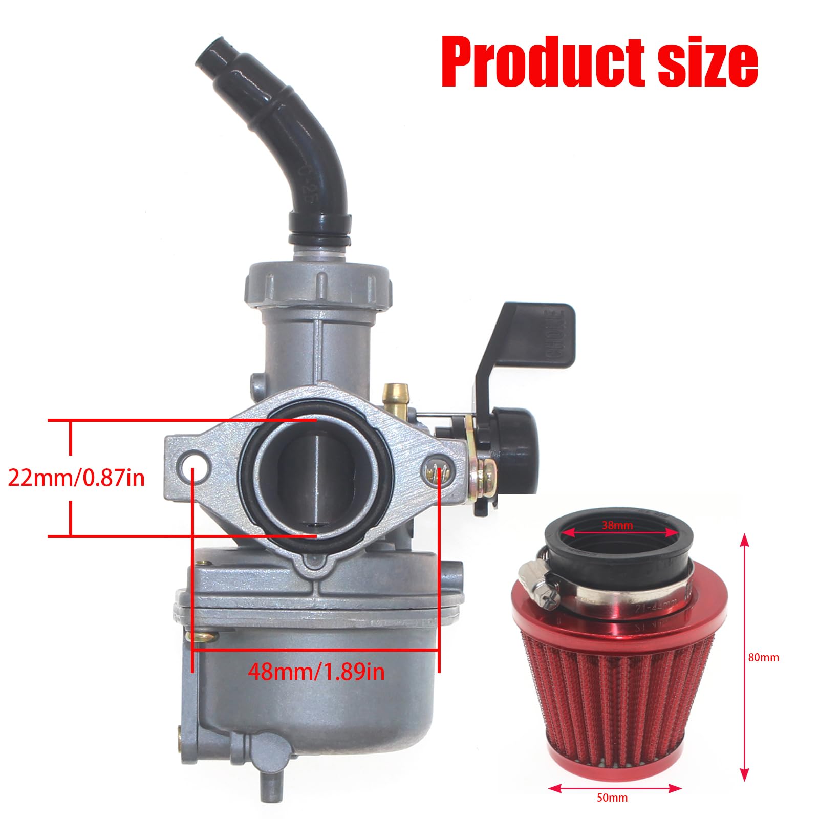 PZ22 Carburetor 22mm Carb For SSR 125cc 110cc CRF50cc TaoTao Coolster Apollo 125cc 110cc 70cc 50cc Tao DB14 DB24 ATV Pit Dirt Bi